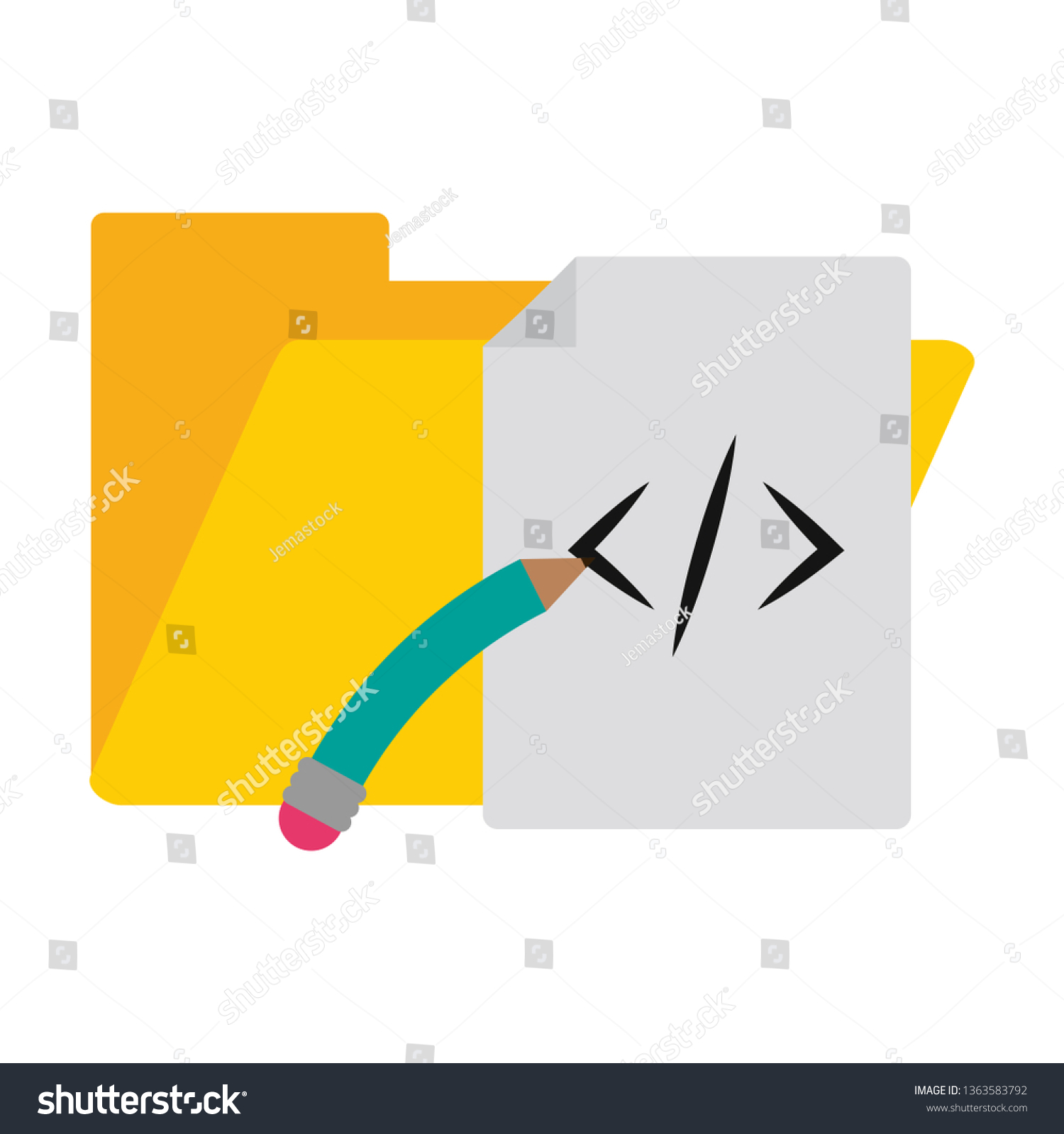 Programming Sheet Folder Pencil Symbols Stock Vector (Royalty Free ...