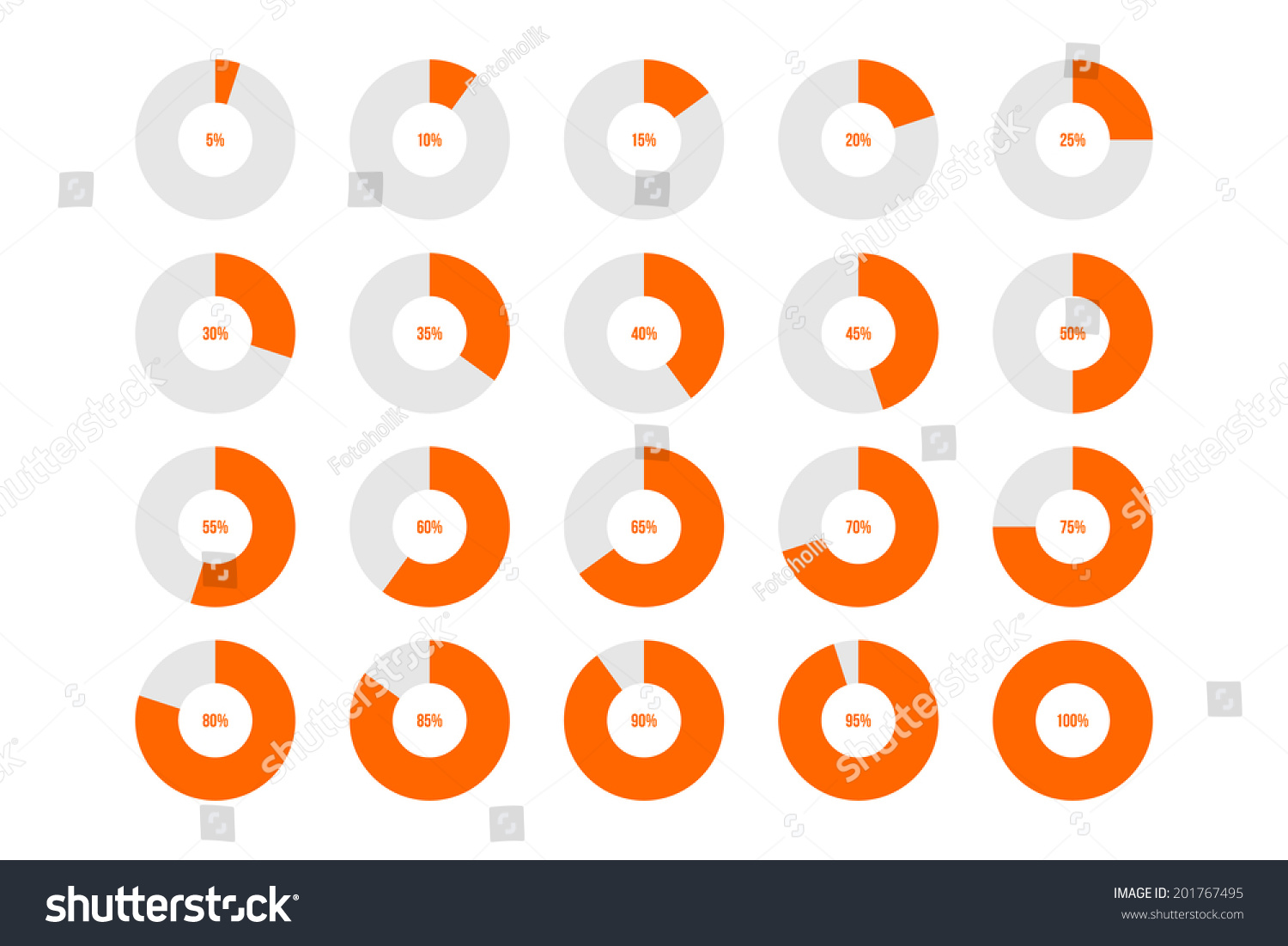 Progress Indicator Percentage Set Circle Stock Vector 201767495 ...