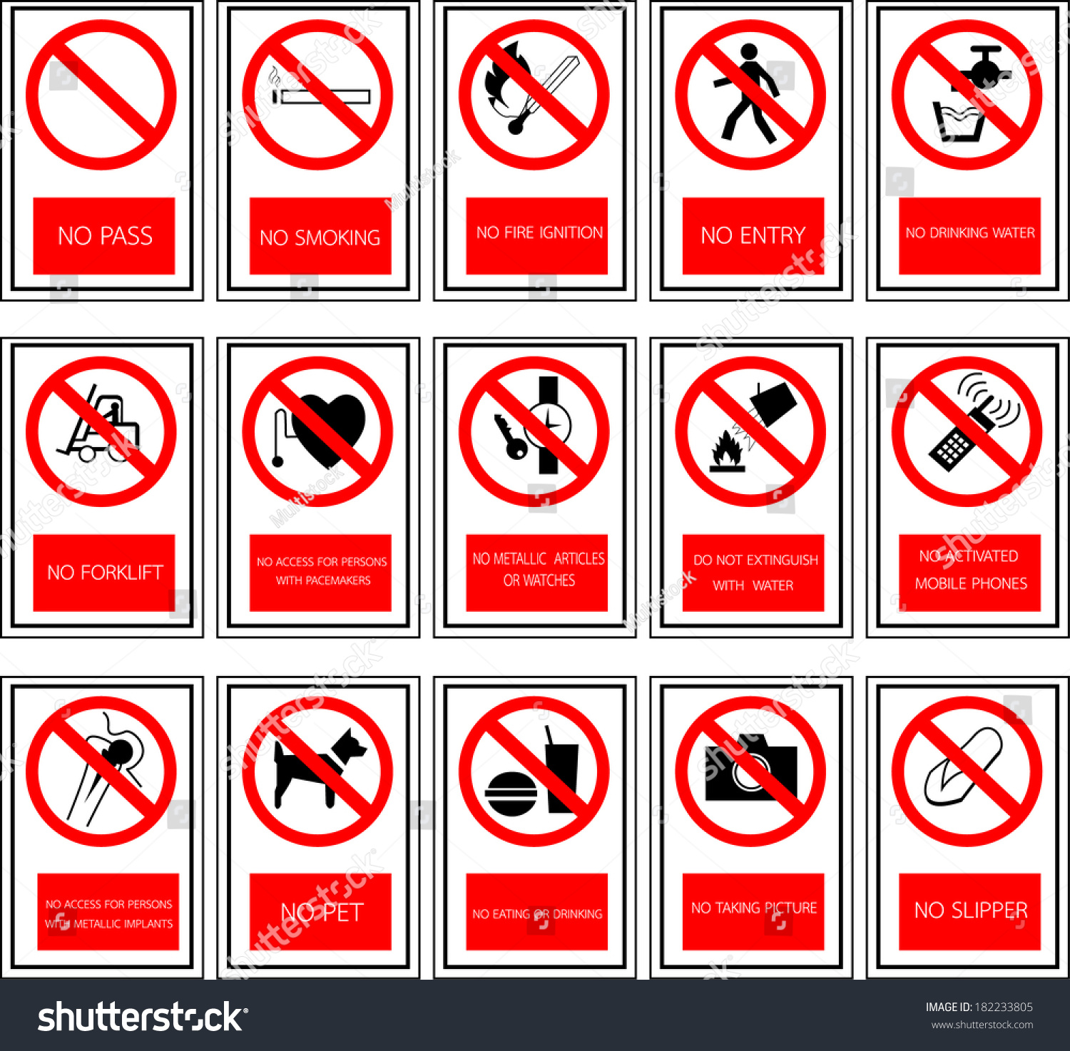 Prohibited No Stop Sign. No Smoking, No Dog Or Pets Stock Vector ...