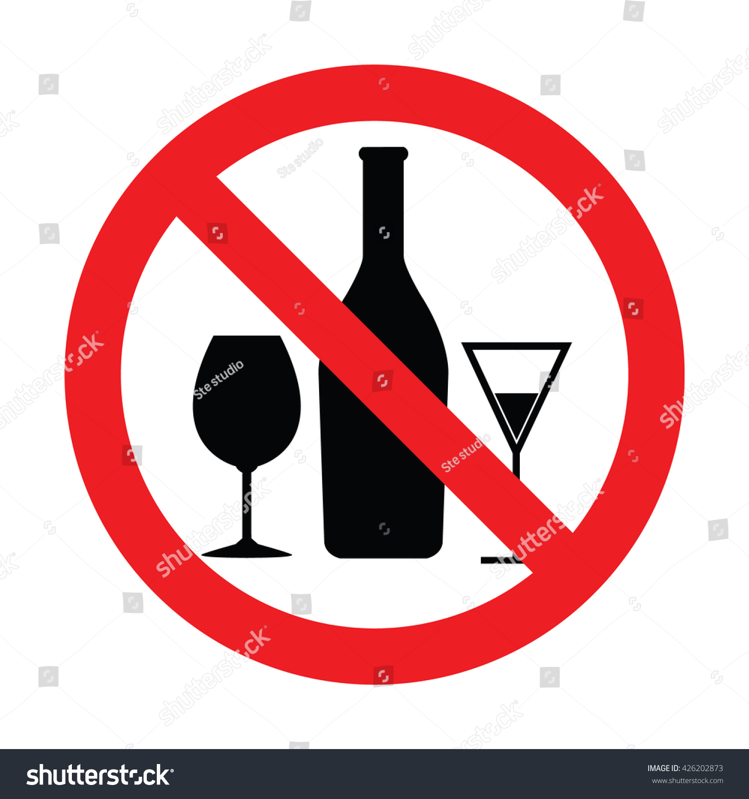 Prohibiting Sign Alcohol No Drinking Sign Stock Vector (Royalty Free ...