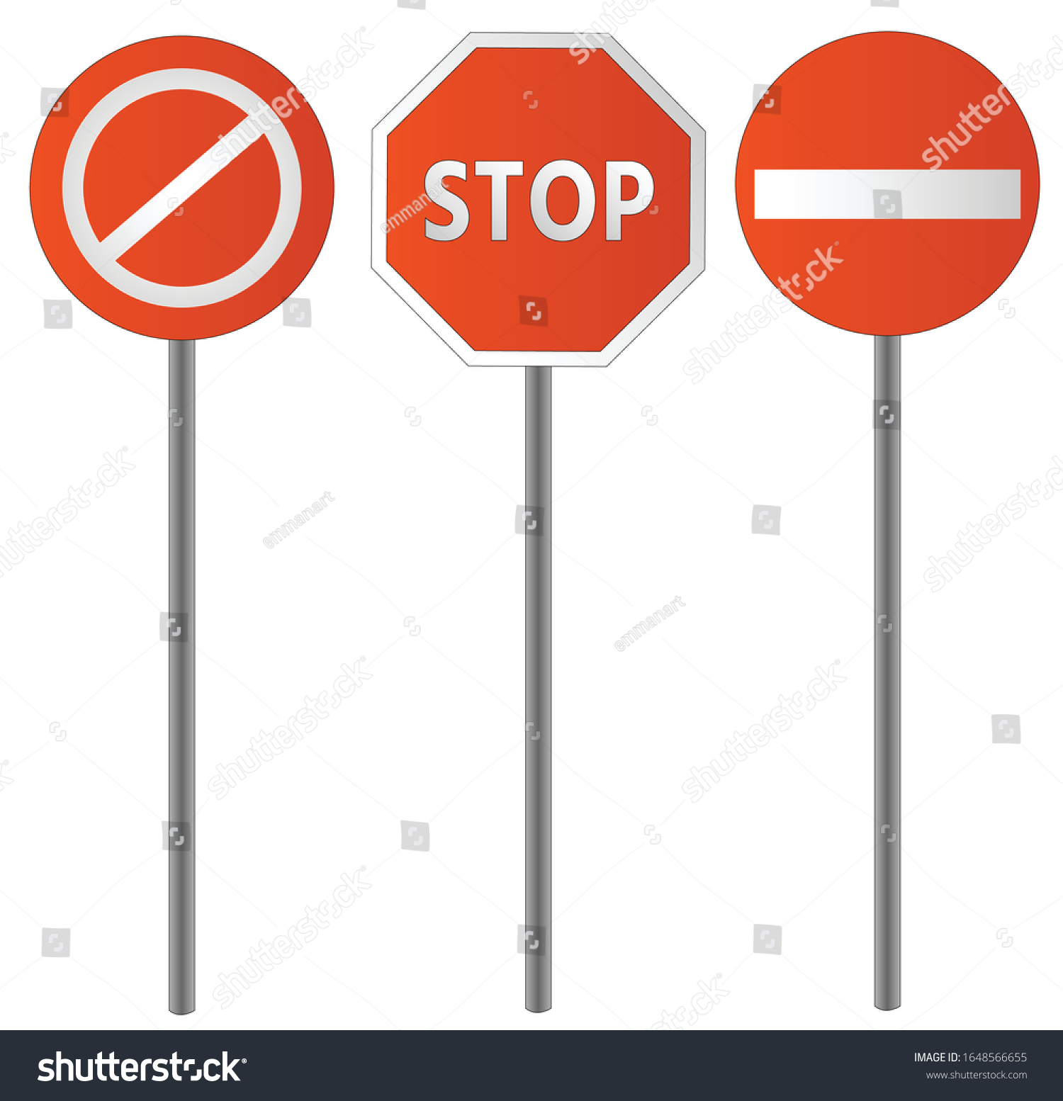 Prohibiting Traffic Signs Stop No Entry Stock Vector (Royalty Free ...