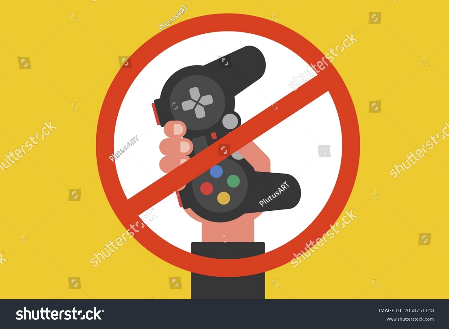 prohibition-computer-games-children-flat-vector-stock-vector-royalty