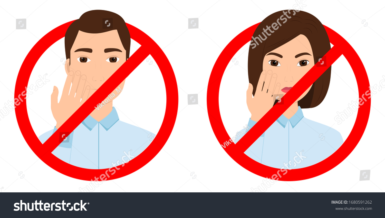 SVG of Prohibition of touching the face. Red stop signs with man and woman. Vector illustration svg