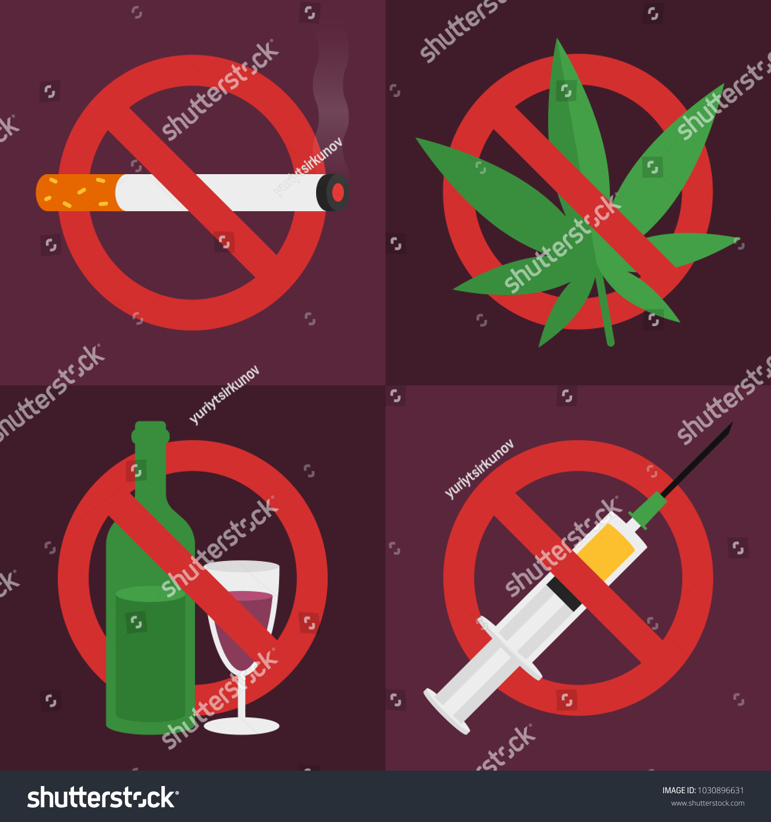 Prohibition Sign Cigarette Marijuana Alcohol Drugs Stock Vector ...