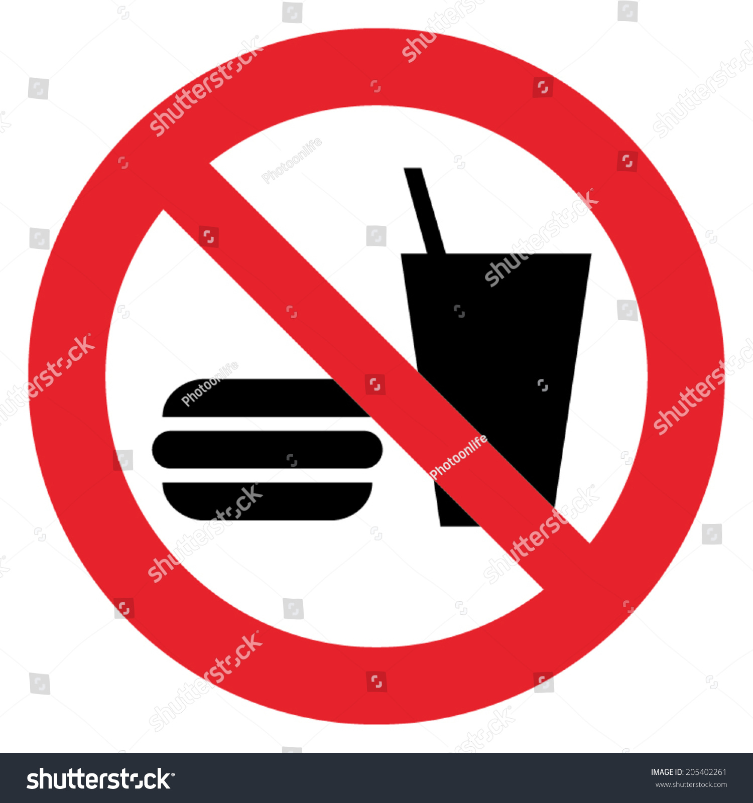 Prohibition Sign Do Not Eat And Drink Stock Vector Illustration ...