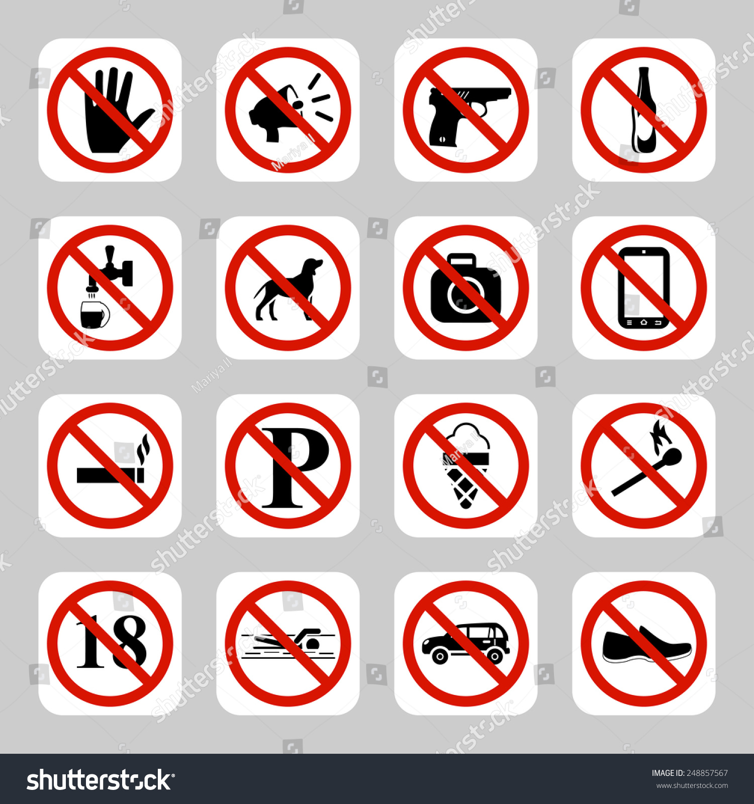 Prohibition Signs, No Symbols Vector Icon Set - 248857567 : Shutterstock