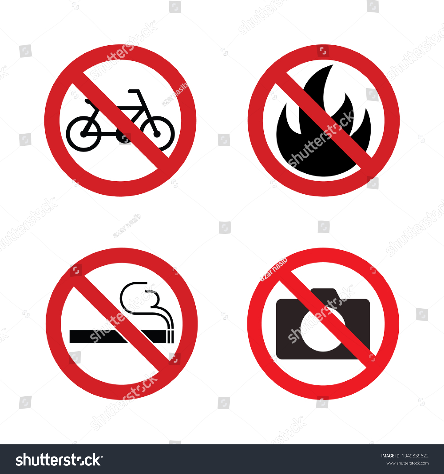 Prohibition Signs Set Prohibition Symbols Vector De Stock Libre De Regalías 1049839622