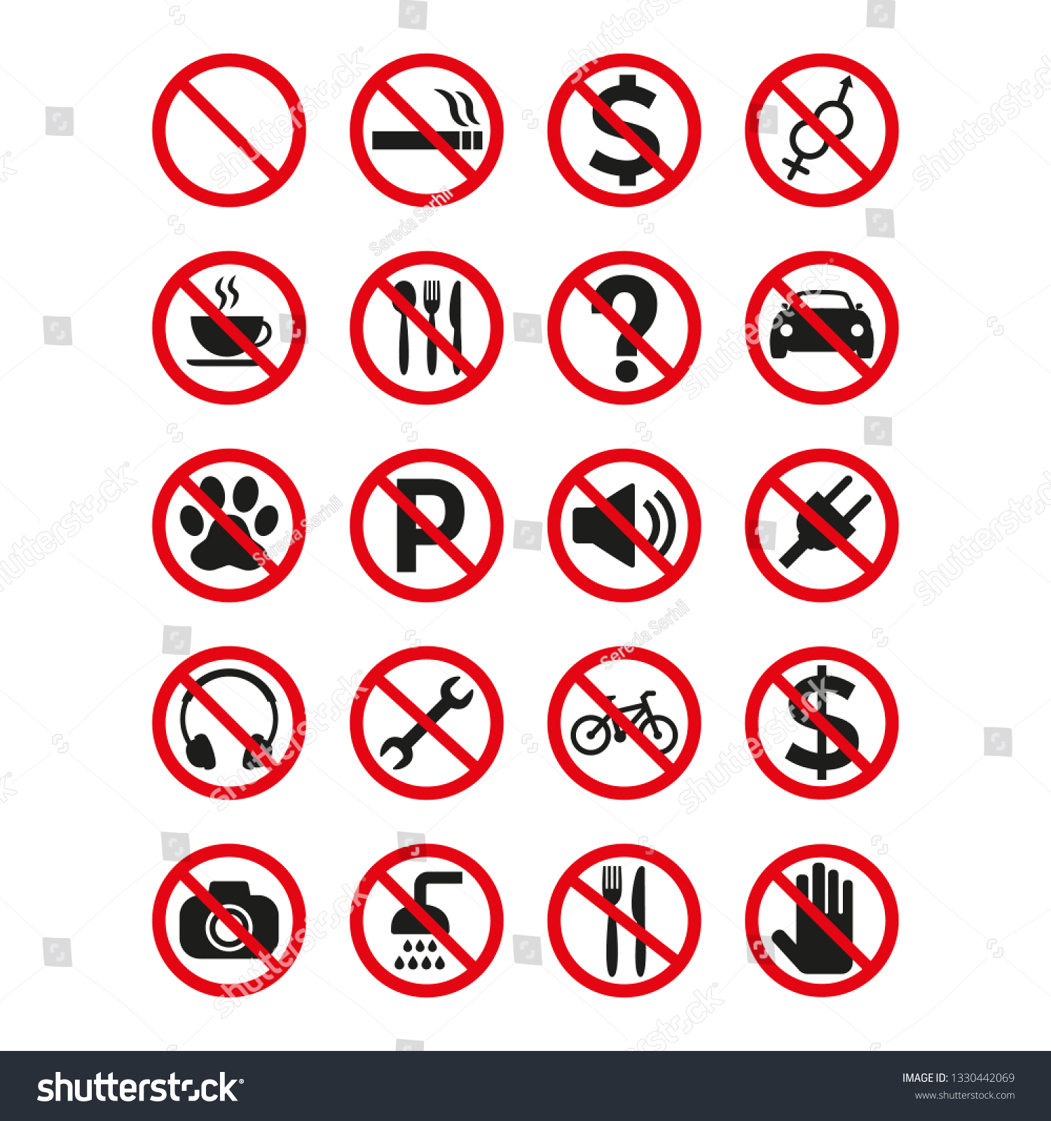 Prohibition Signs Set Safety On White Stock Vector (Royalty Free ...