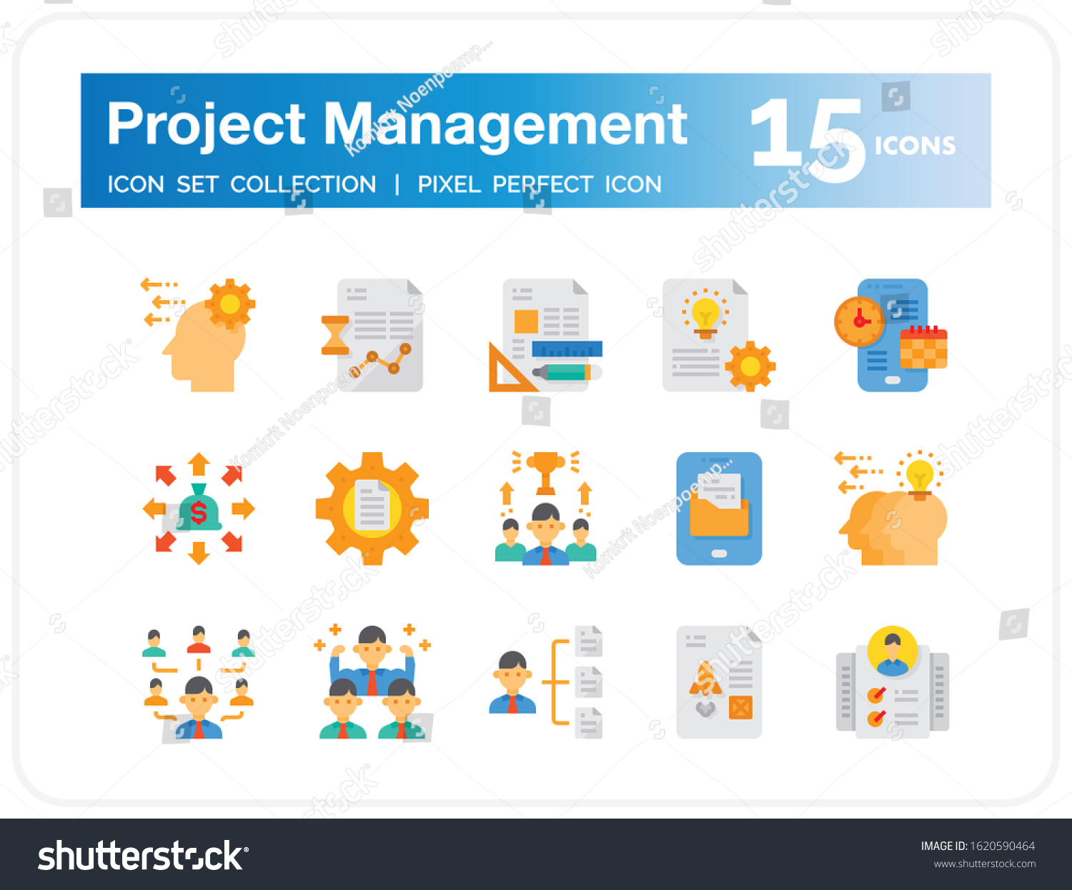 Project Management Icons Set Ui Pixel Stock Vector (Royalty Free ...