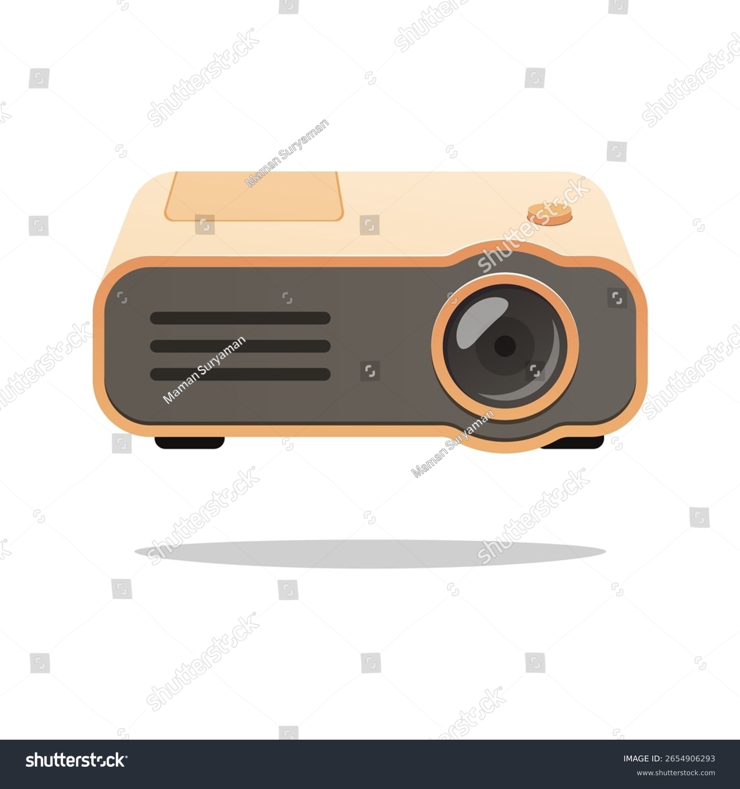 beige projector flat design, front view, isolated clip art preview
