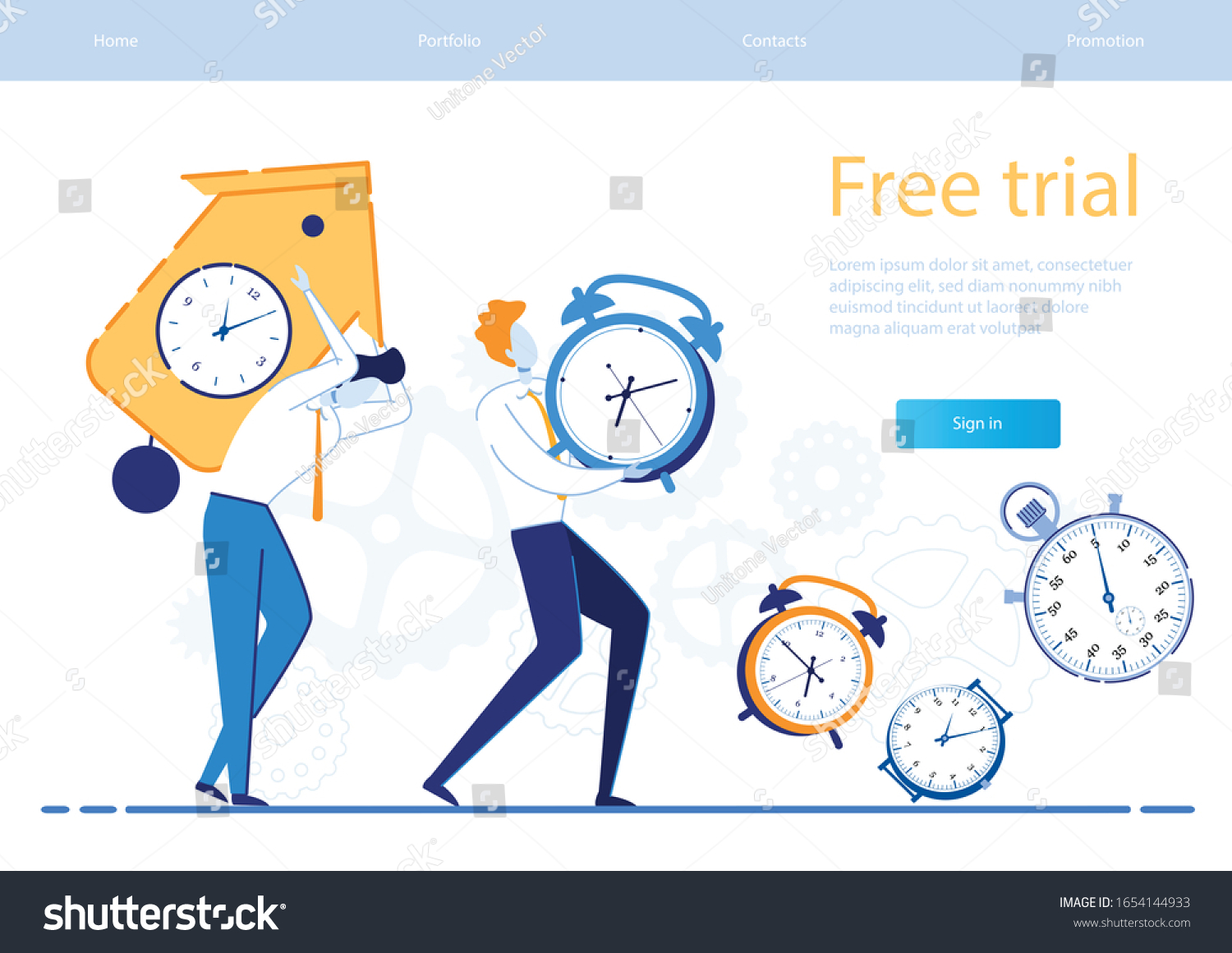 Prompt Banner Inscription Free Trial Clock Stock Vector Royalty Free 1654144933