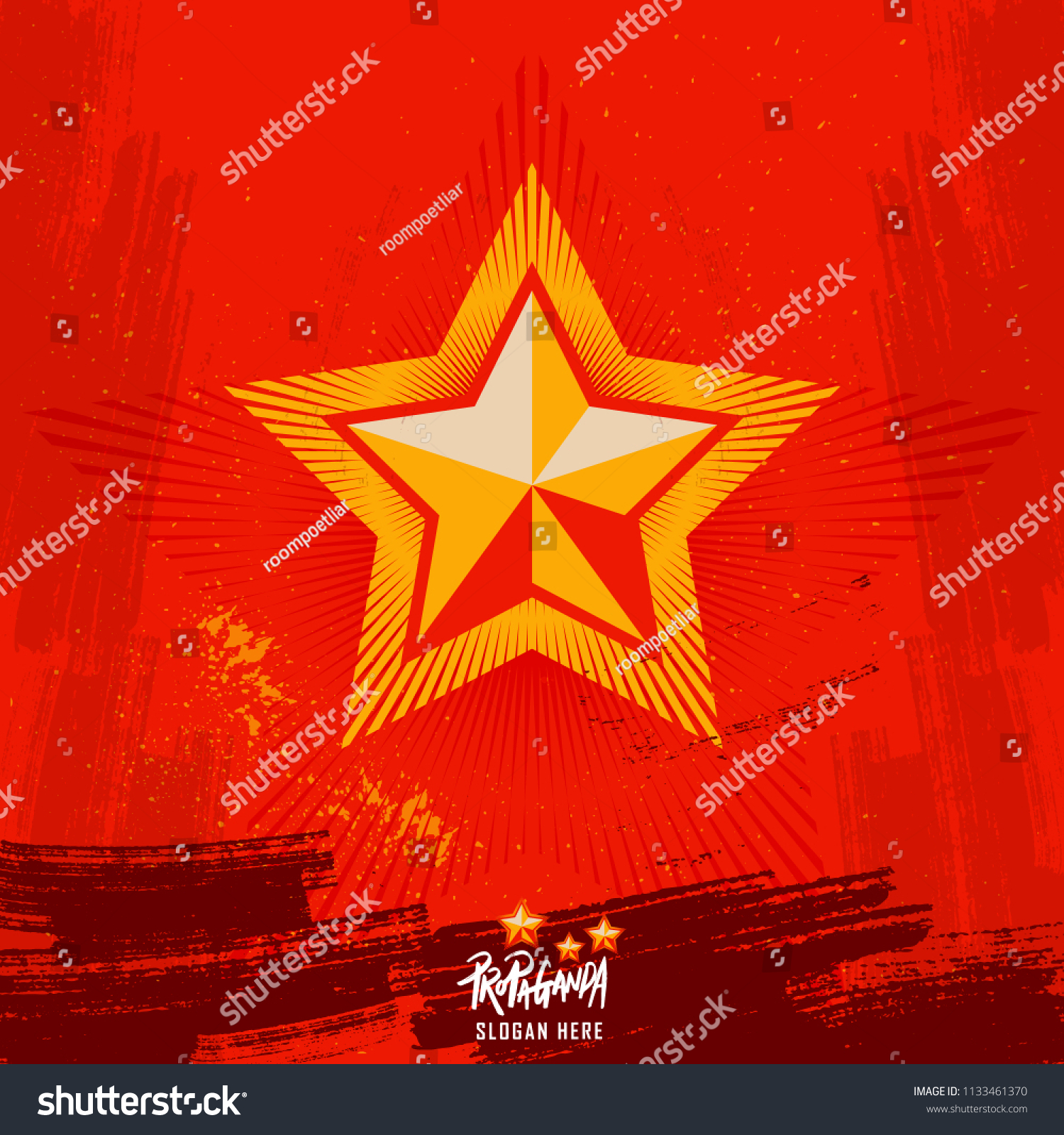 プロパガンダの星 赤いビンテージスタイルの壁紙の背景 のベクター画像素材 ロイヤリティフリー