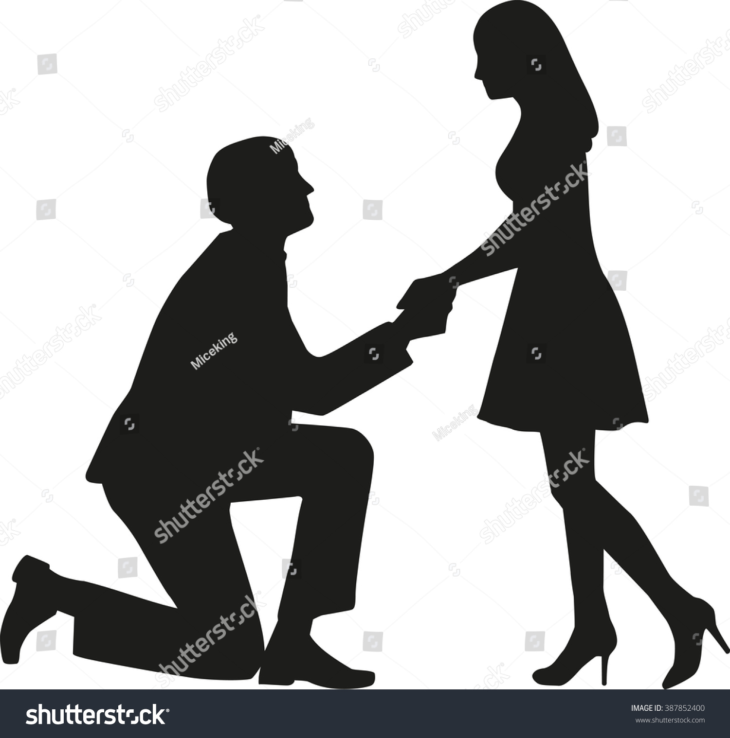 Proposal Man On Knees Asking His Stock Vector 387852400 - Shutterstock