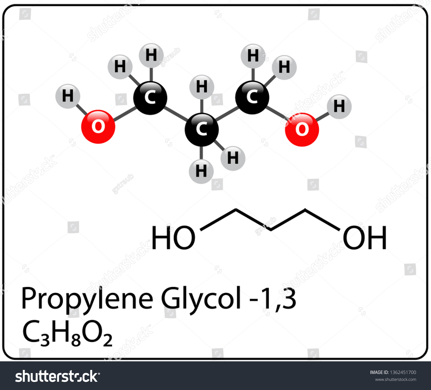 Propylene Glycol13 Molecule Structure Stock Vector (Royalty Free ...