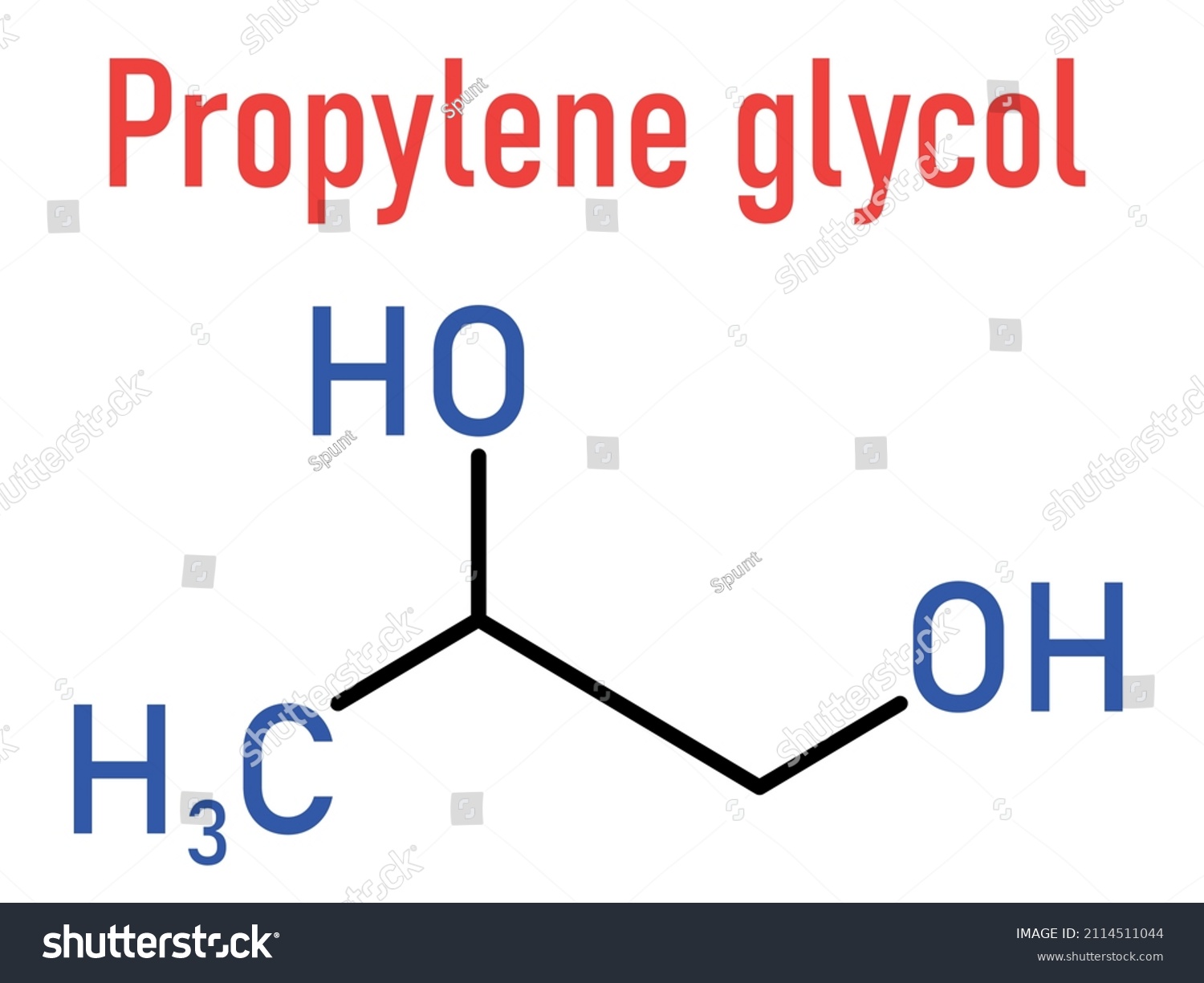 Propylene Glycol 12propanediol Molecule Used Solvent Stock Vector ...