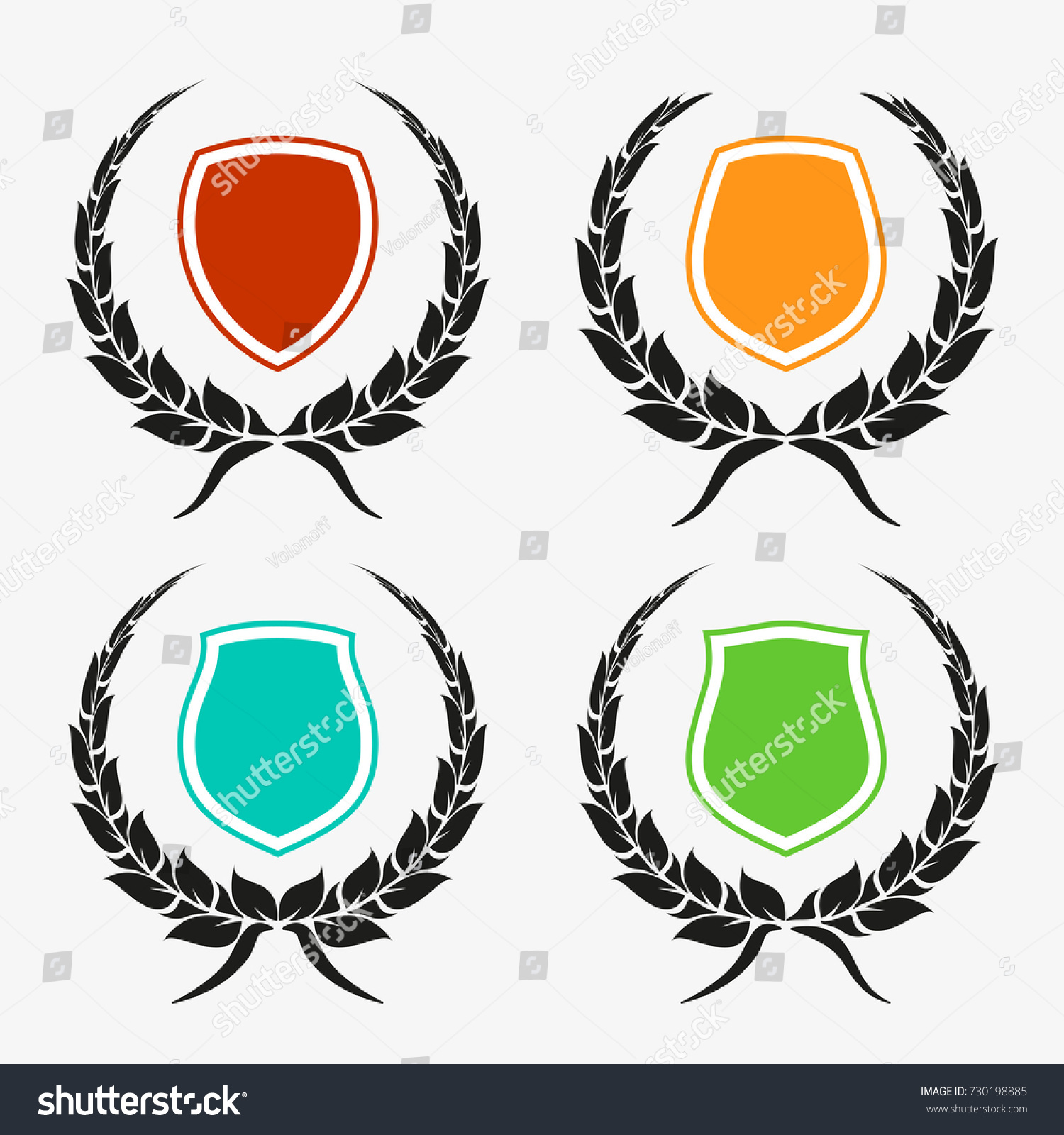 protect guard shield wreath concept outline stock vector royalty security badge outline