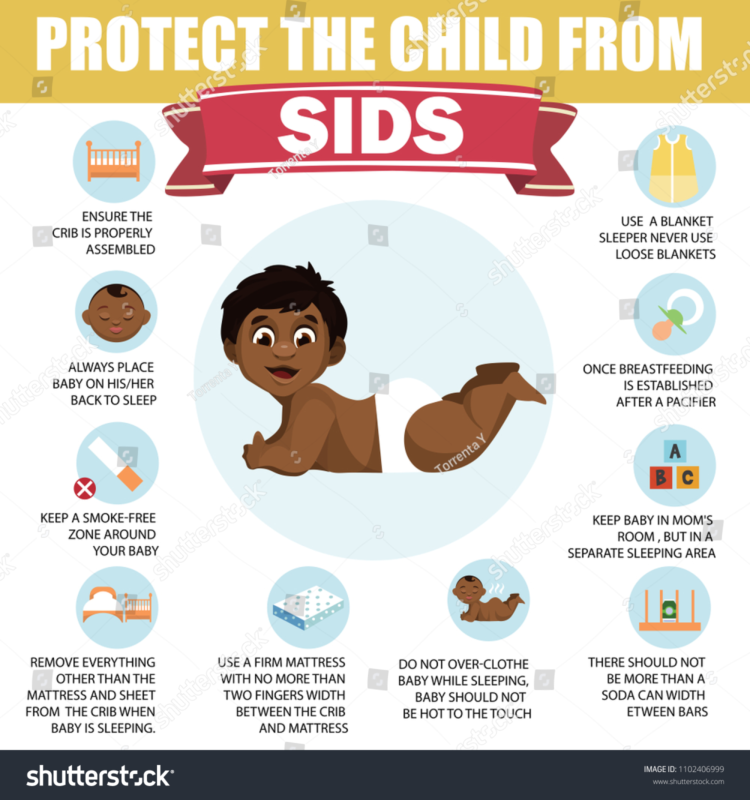 Protect Child Sids Infographic Sids Awareness Stock Vector (Royalty Free)  1102406999
