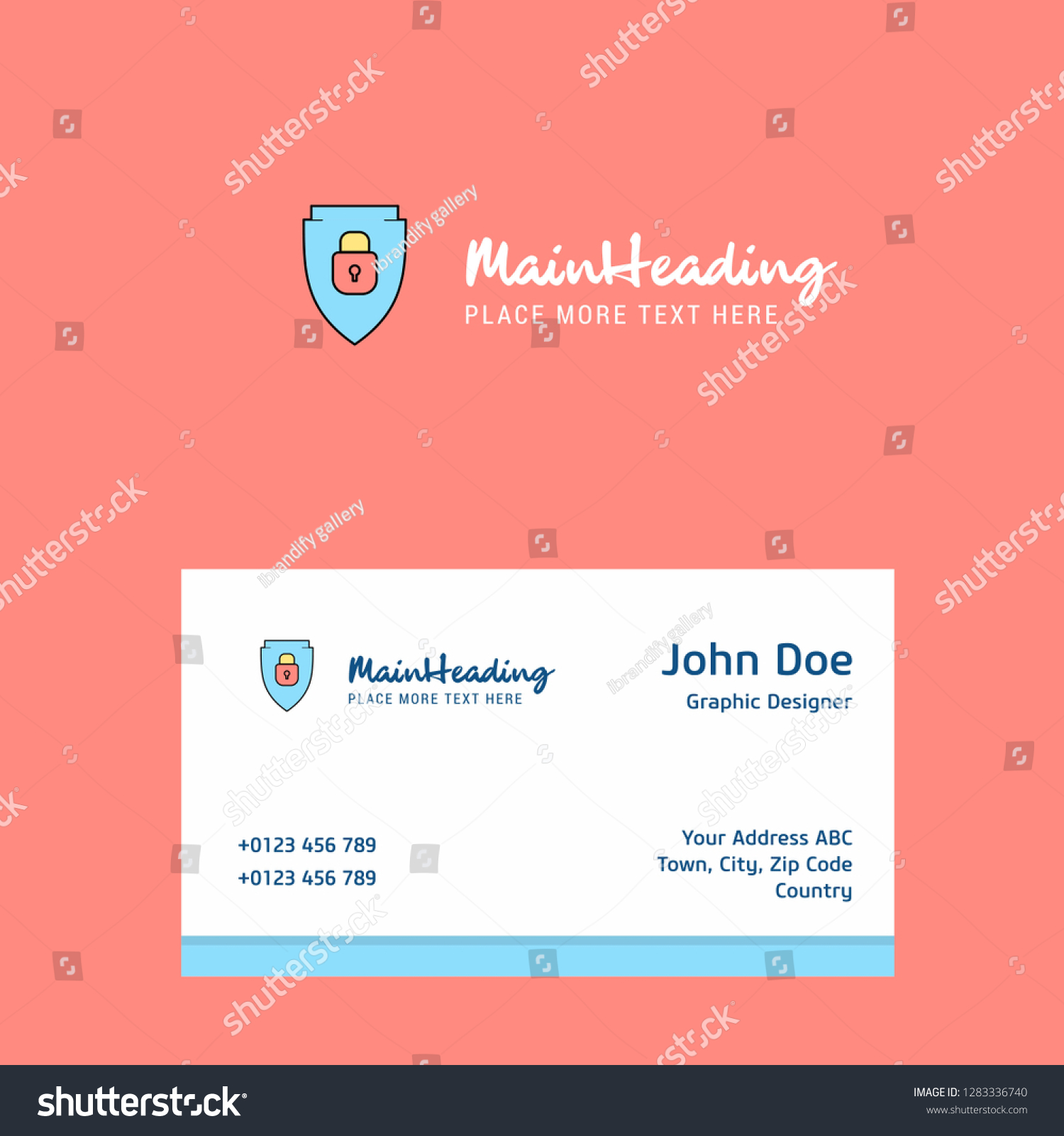 Protected Shield Logo Design Business Card Stock Vector (Royalty For Shield Id Card Template