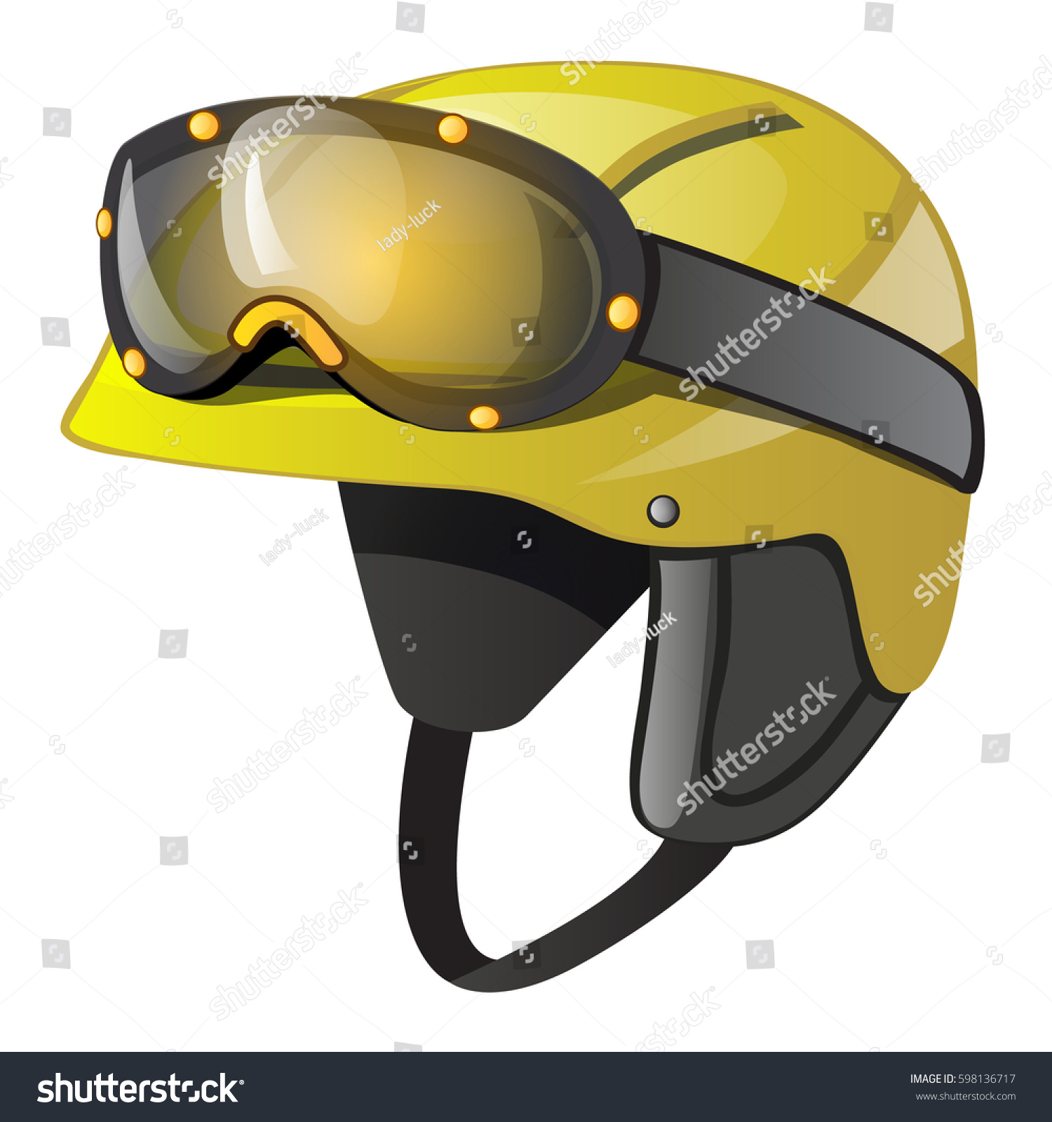 Protective Yellow Sports Helmet Goggles Isolated Stock Vector Royalty Free 598136717