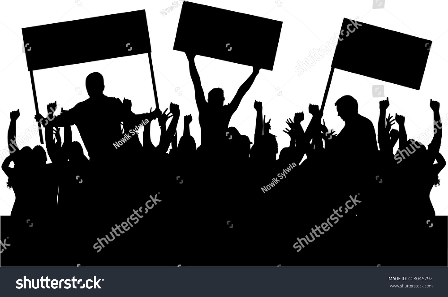 Protest People Crowd Silhouette Stock Vector 408046792 - Shutterstock