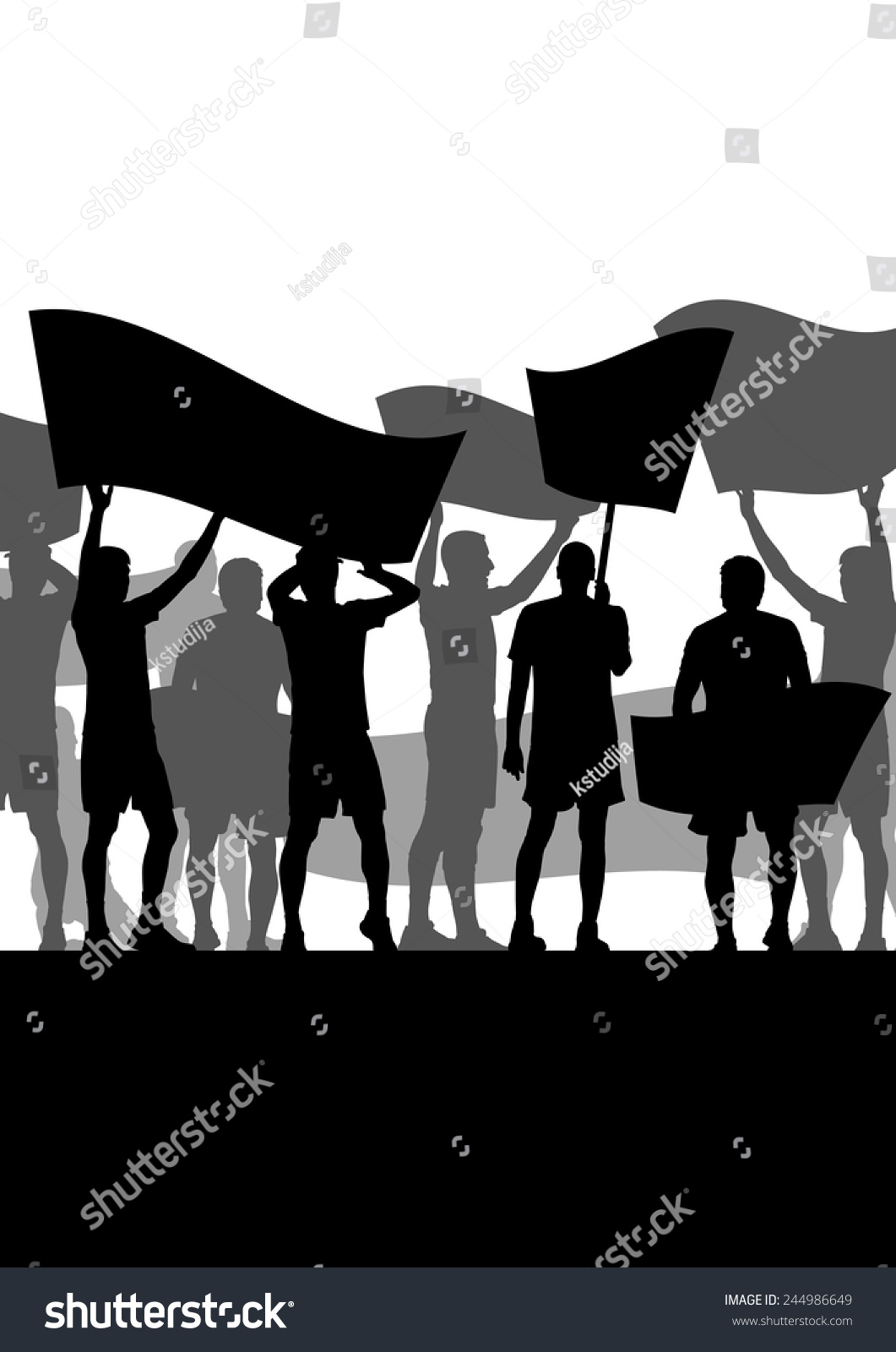 Protesters Angry People Crowd Posters Flags Stock Vector (Royalty Free ...