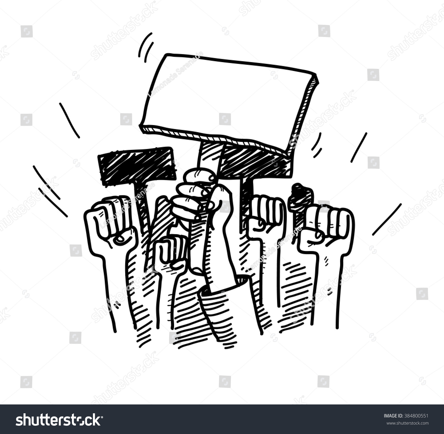 Protesting Hand Drawn Vector Doodle Illustration Stock Vector (Royalty