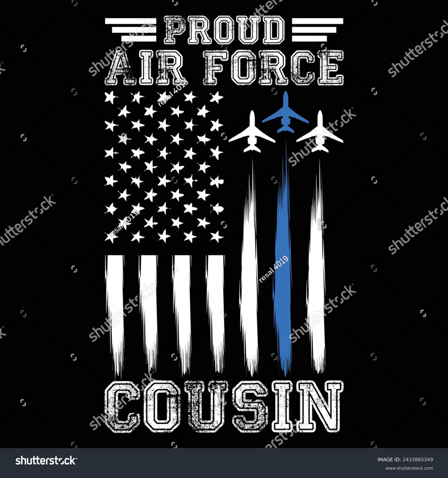 SVG of Proud Air Force Cousin Funny T-shirt design,Proud Air Force Cousin svg,Cricut  Silhouette cut files,American Flag, Distressed US Flag svg