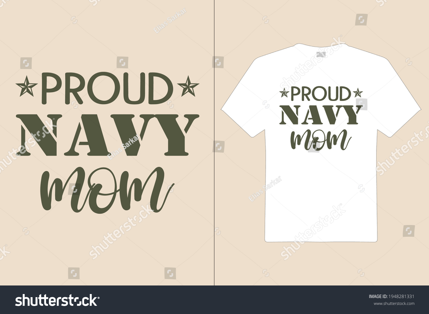 Proud Navy Mom T Shirt Design เวกเตอร์สต็อก ปลอดค่าลิขสิทธิ์ 1948281331 Shutterstock 