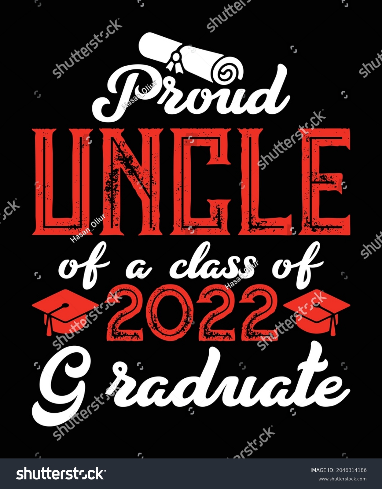 SVG of Proud uncle of a class of 2022 graduate t-shirts design svg