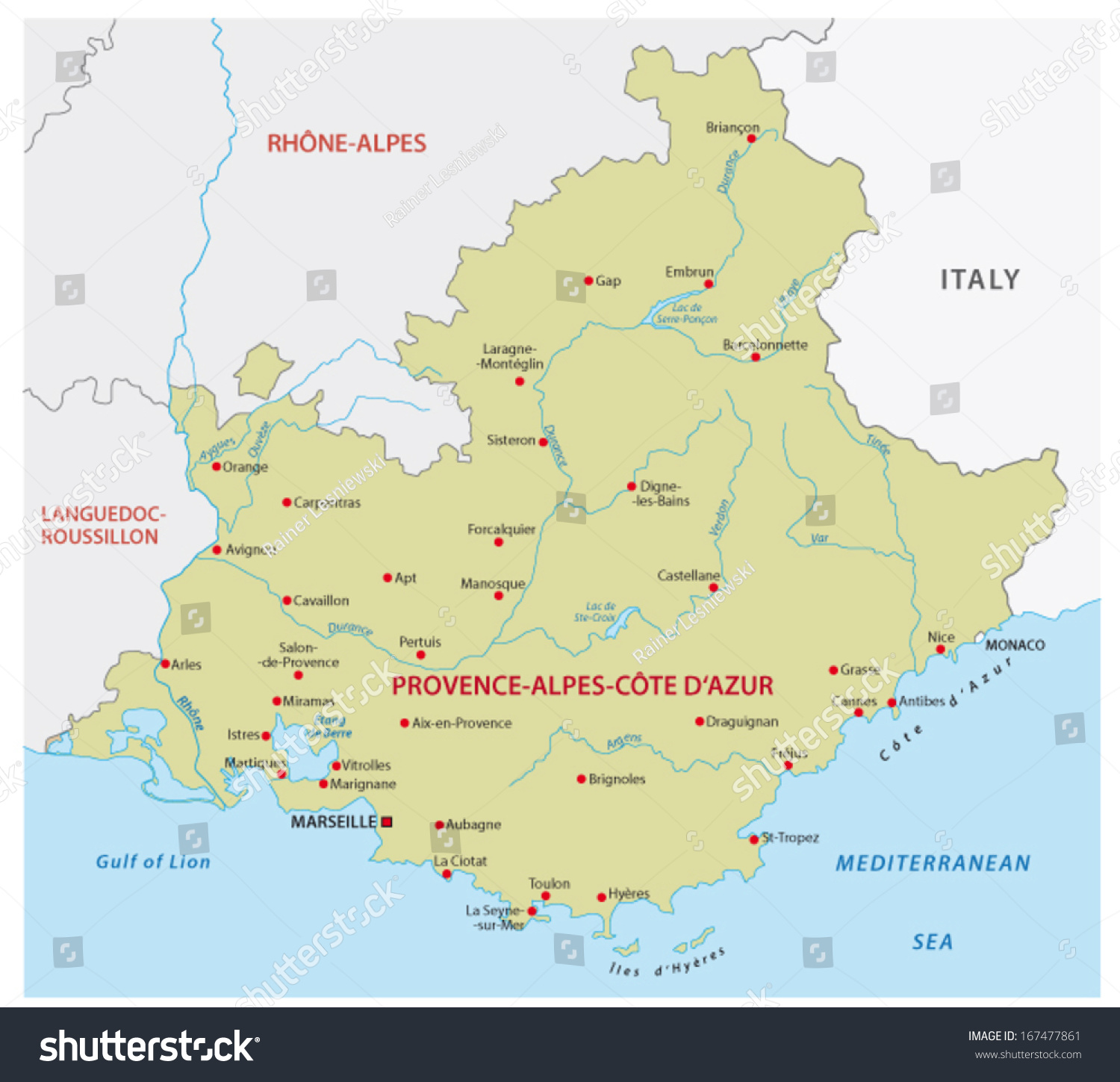Provencealpescote Map Stock Vector 167477861 - Shutterstock
