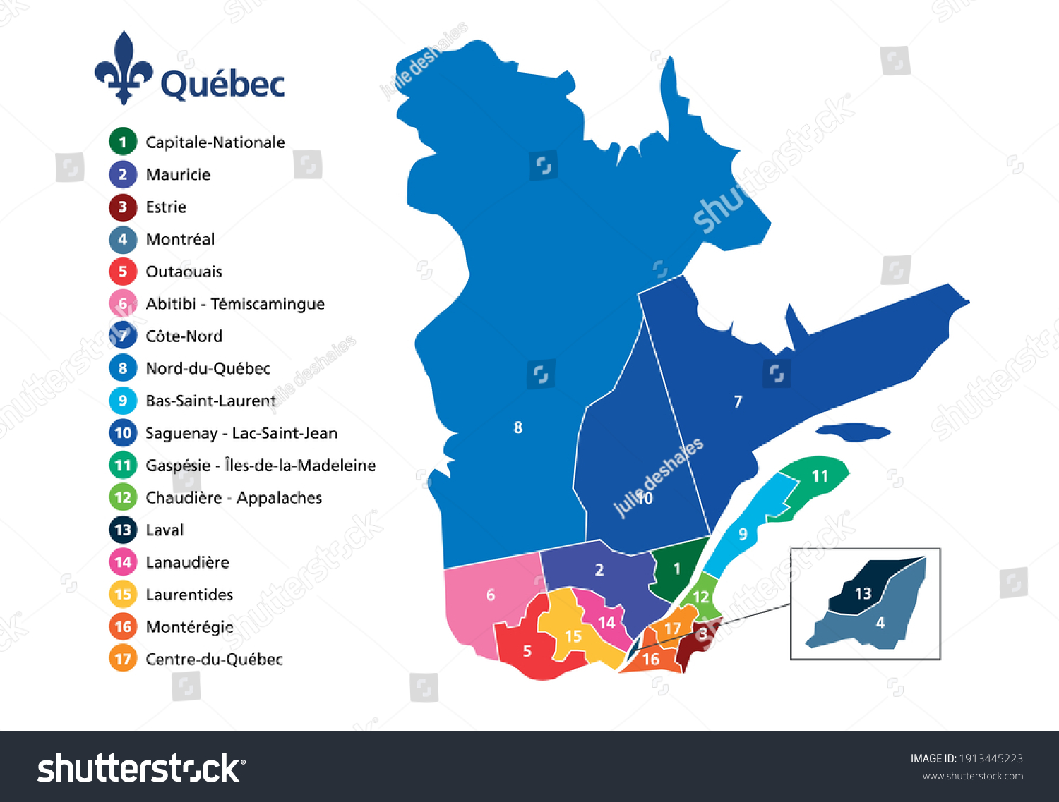 Map Of Québec Regions Province Quebec Map Counties Borders Administrative Stock Vector (Royalty  Free) 1913445223 | Shutterstock