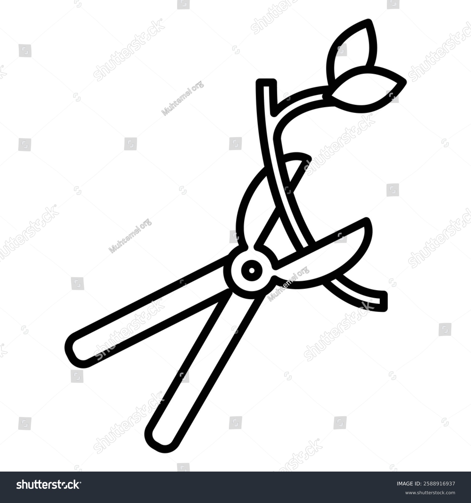 black outline shears cutting plant clip art preview