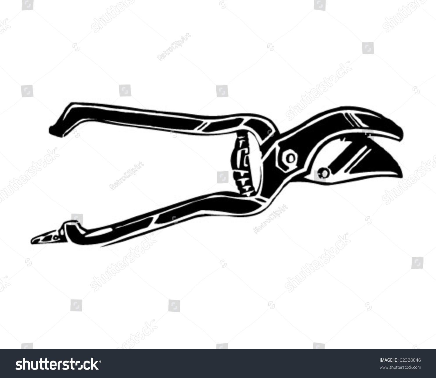 Pruning Shears Retro Clipart Illustration vetor stock (livre de