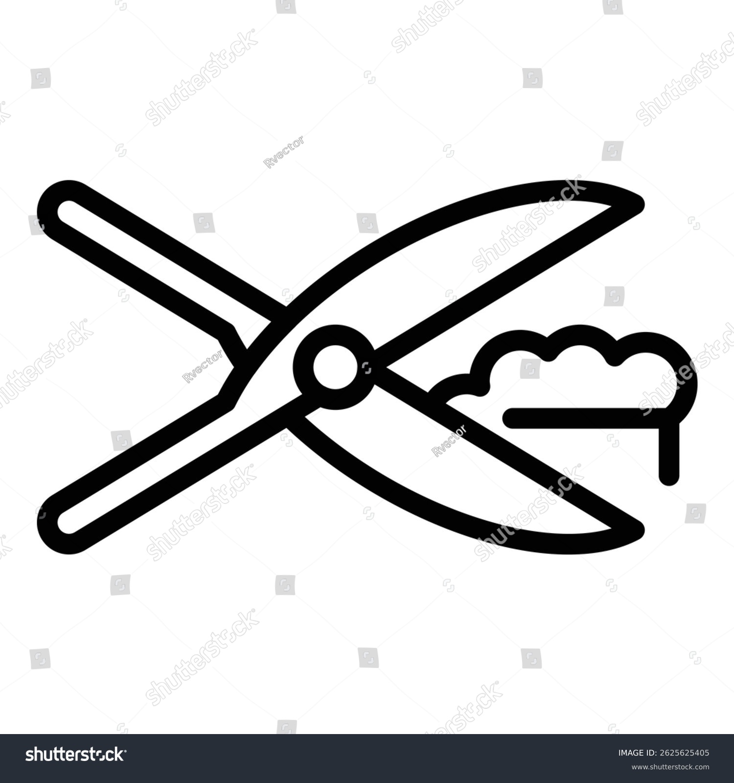 black scissors cutting, outline style clip art preview