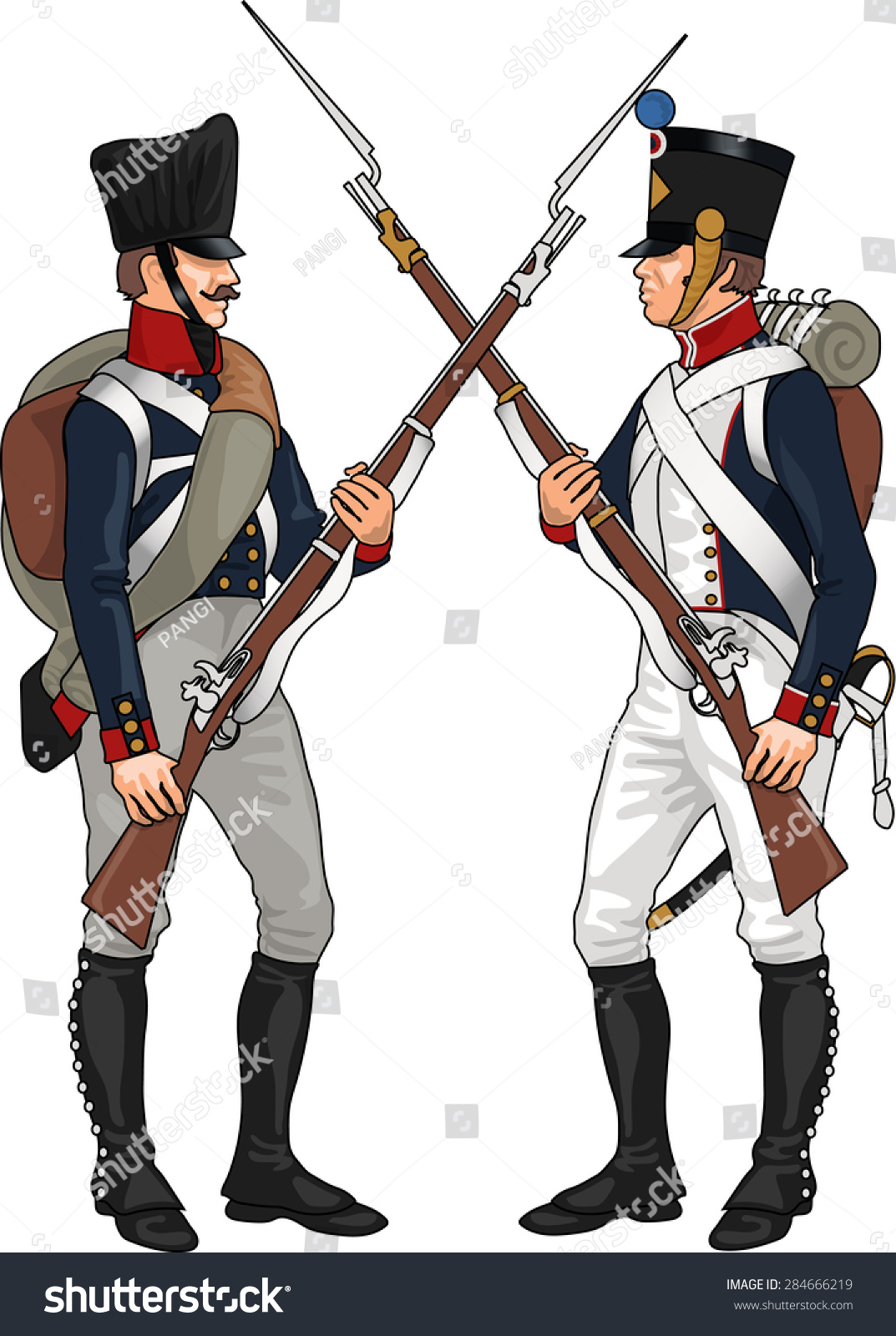 Prussian French Soldiers Napoleonic Wars Clashing Stock Vector ...