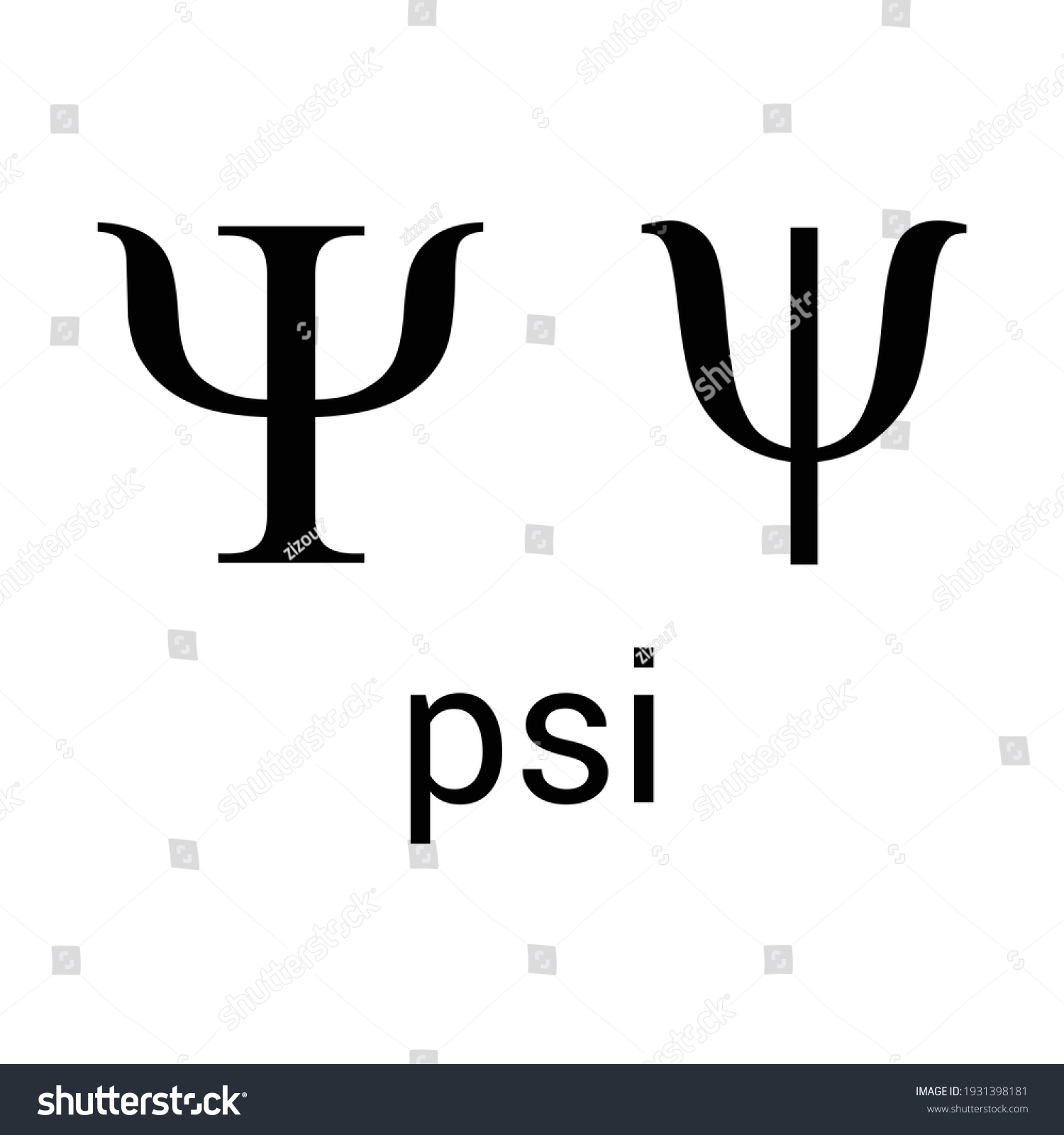 Psi Greek Letter Symbol On White Stock Vector Royalty Free 1931398181