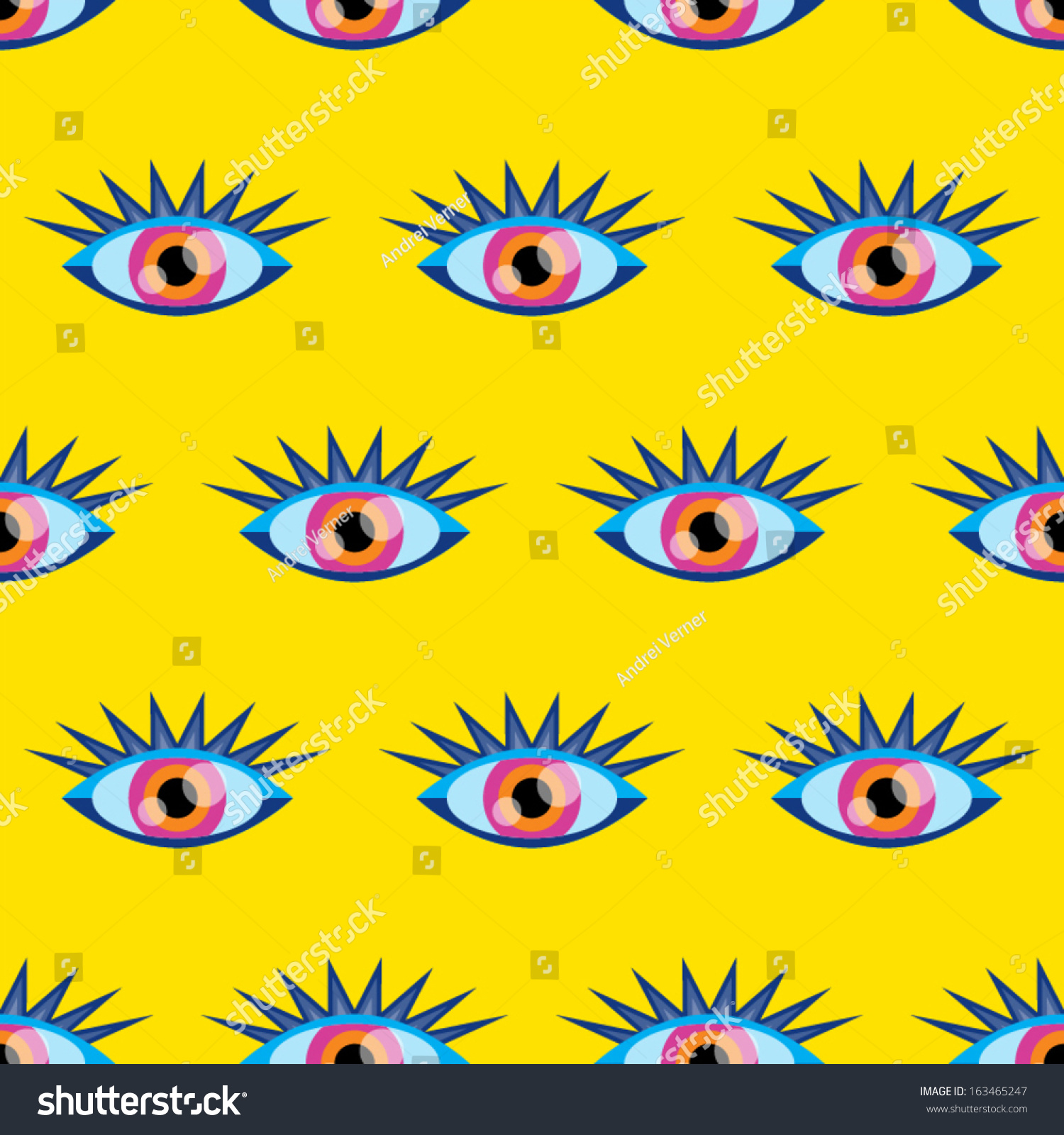Psychedelic Eyes Seamless Texture Vector Illustration 库存矢量图（免版税