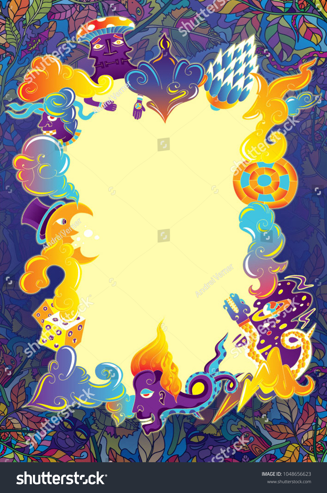 Psychedelic Party Flyer Background Music Festival Stock Vector Royalty Free