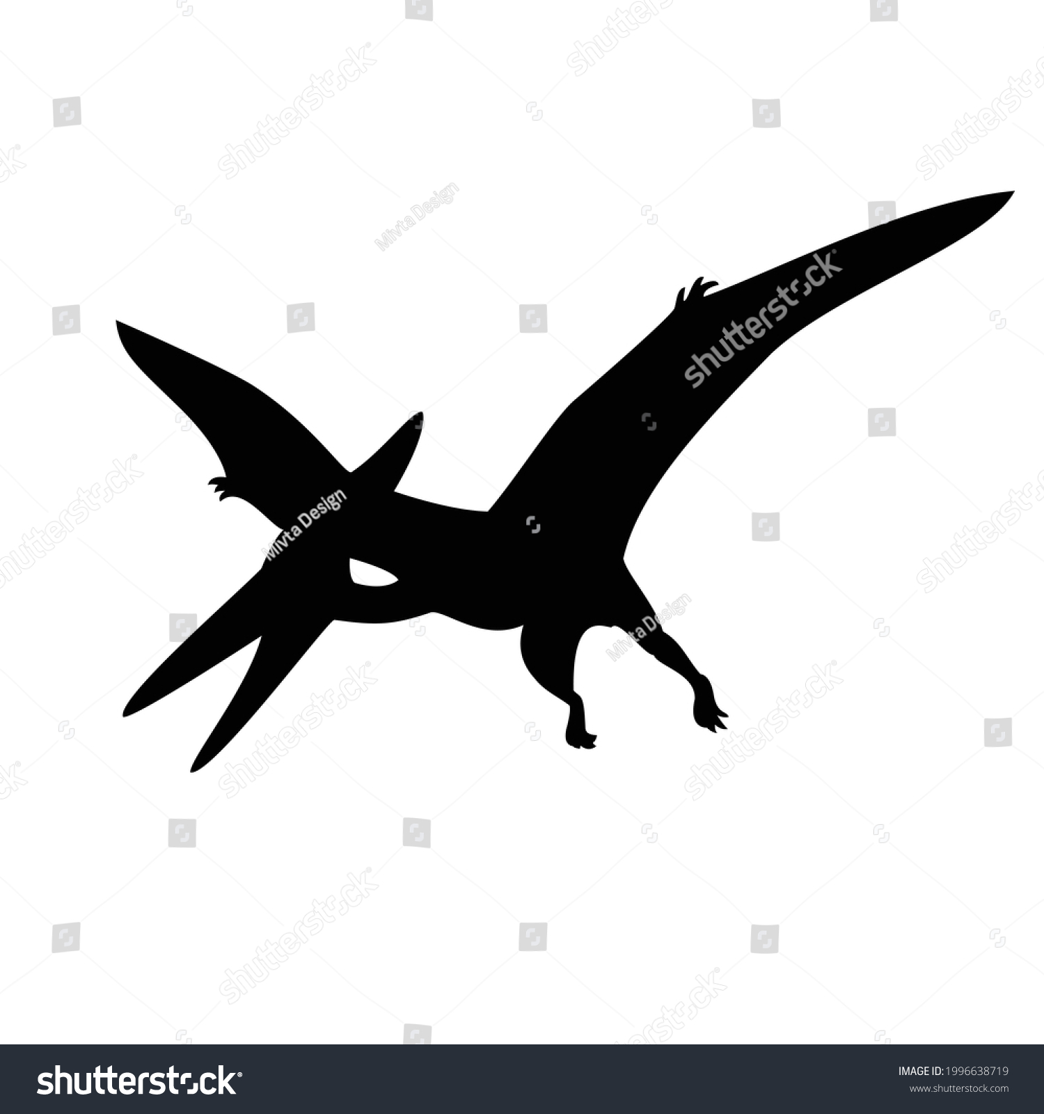 Pterodactylus Silhouette Vector Illustration Pterodactyl Pteranodon ...