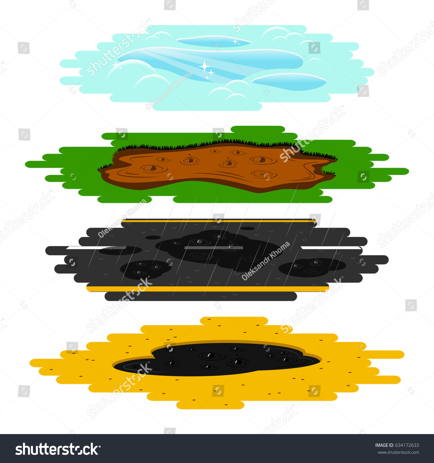 puddles-different-types-vector-illustration-mud-stok-vekt-r-telifsiz