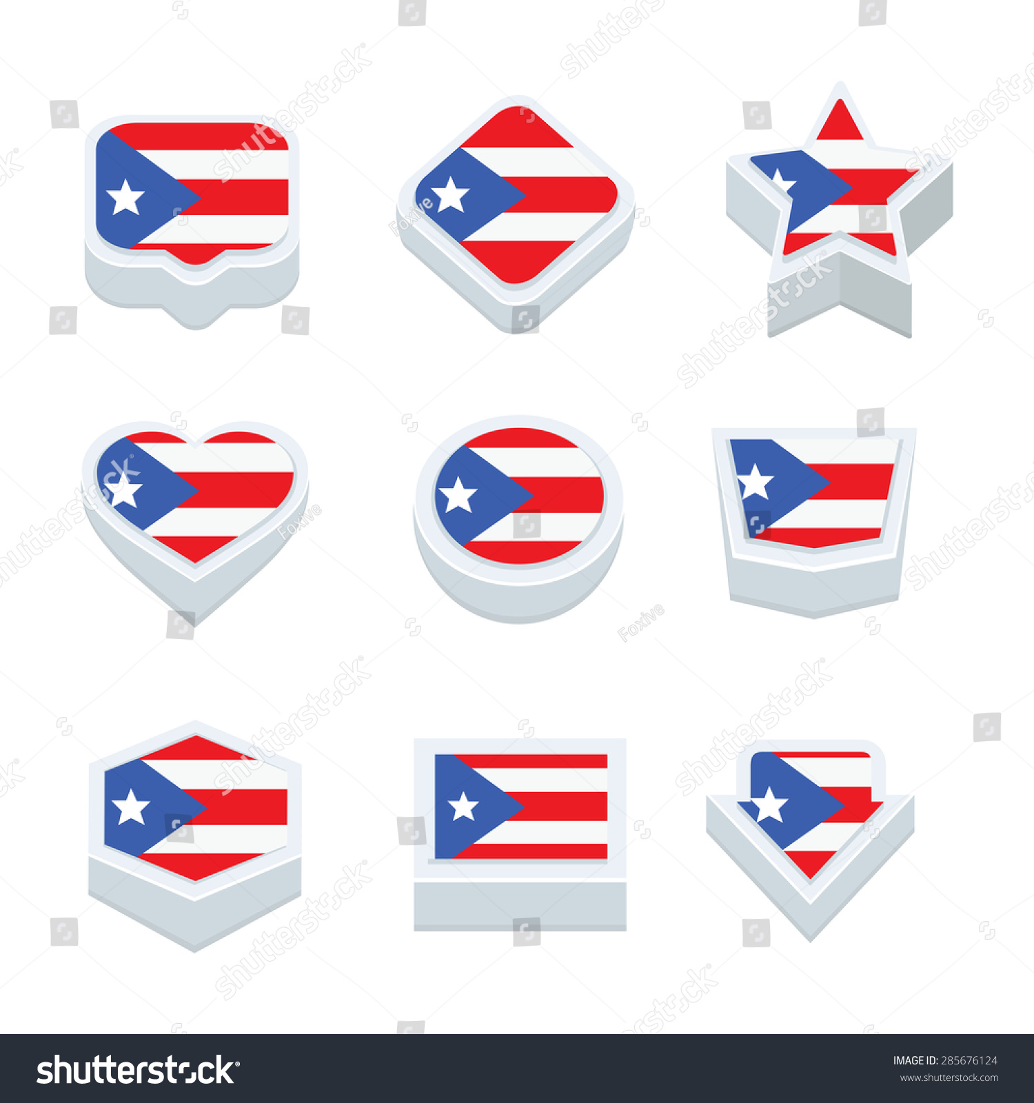 Puerto Rico Flags Icons Button Set Stock Vector (Royalty Free ...