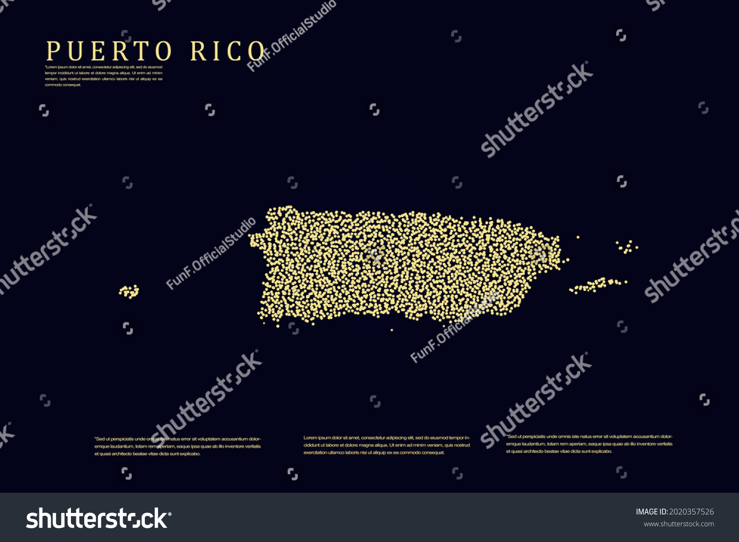 Puerto Rico Map World Map International Stock Vector Royalty Free   Stock Vector Puerto Rico Map World Map International Vector Template With Gold Grid On Dark Background For 2020357526 