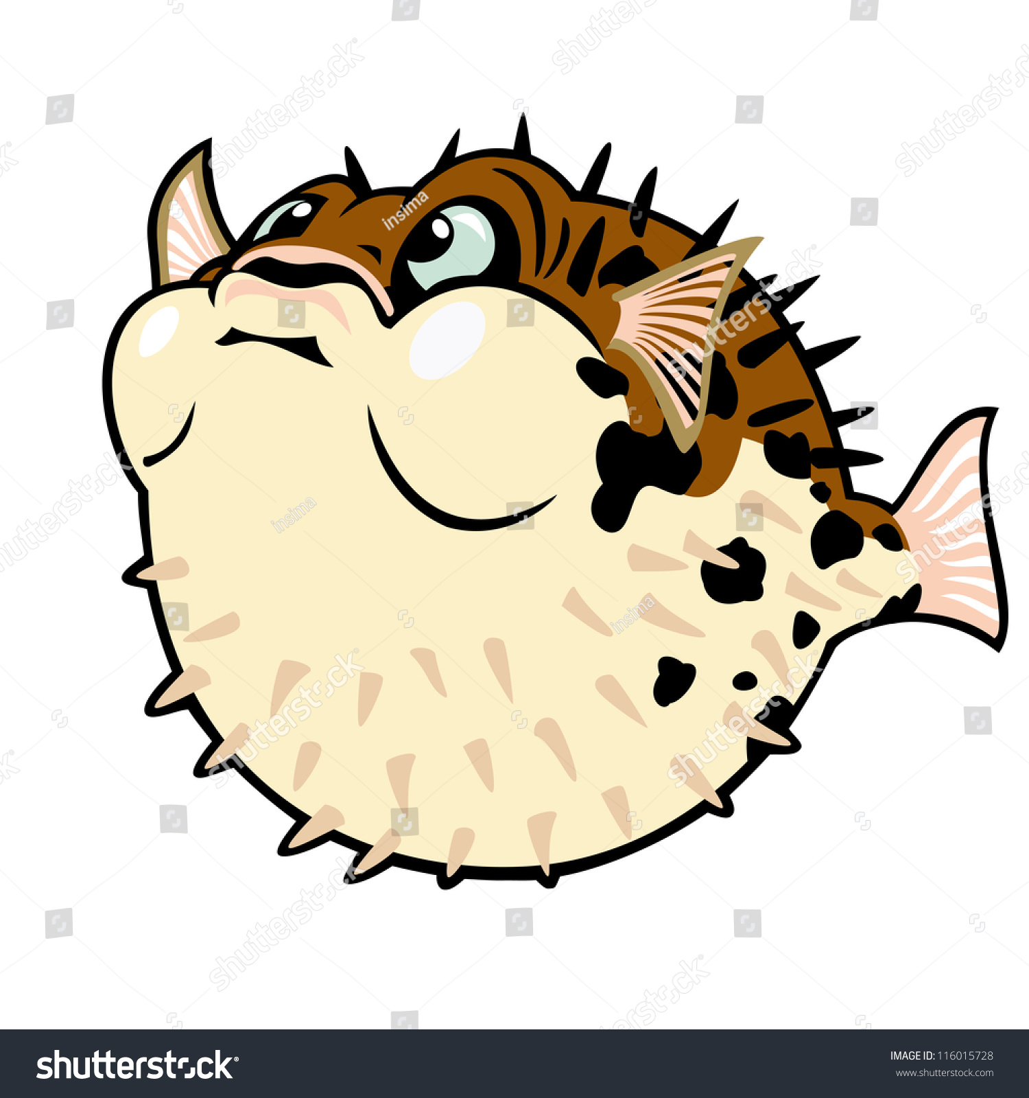 Puffer Fish,Blow Fish,Cartoon Vector Image Isolated On White Background ...