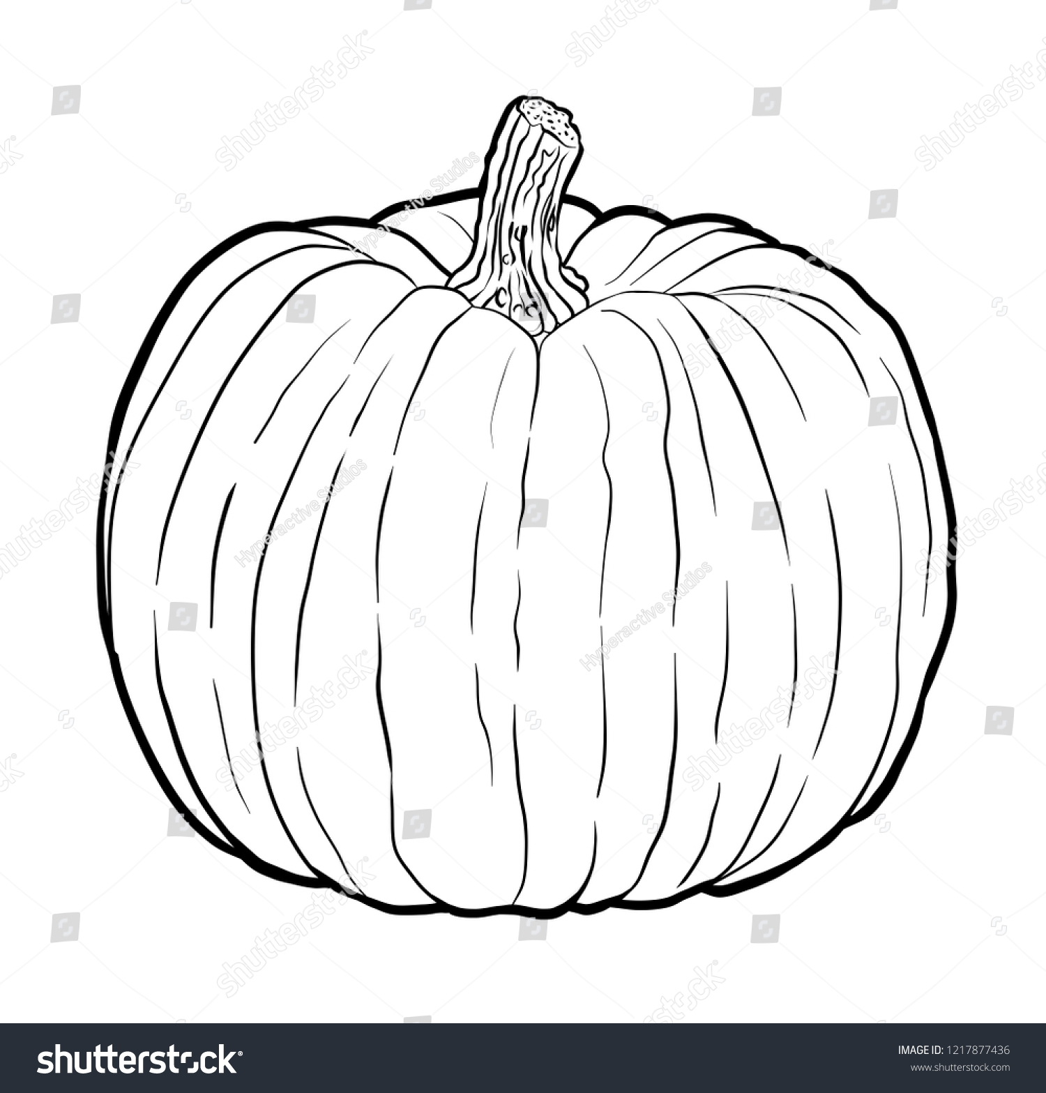 Pumpkin Design Stem Design Sketch Line Stock Vector (Royalty Free ...