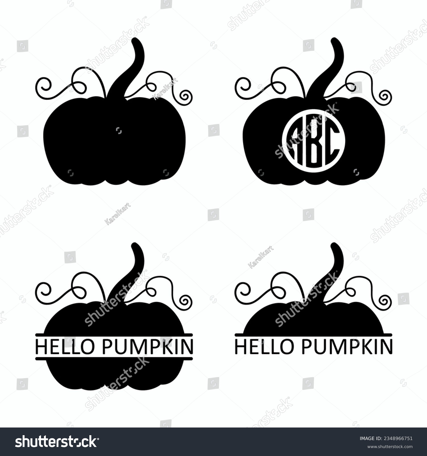 SVG of Pumpkin monogram frame set vector illustration  svg