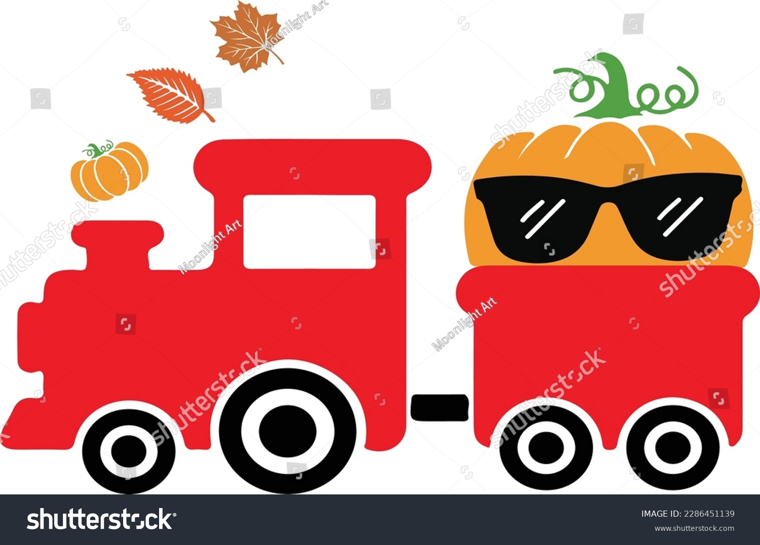 SVG of Pumpkin Train SVG, Kid's Fall Cut File, Halloween Design, Thanksgiving Clip Art, Children's Shirt Graphic, eps png, Silhouette or Cricut svg