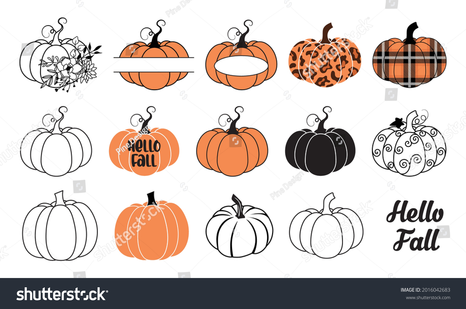 SVG of Pumpkin vector  illustration bundle, set of pumpkins, fall autumn pumpkin collection svg