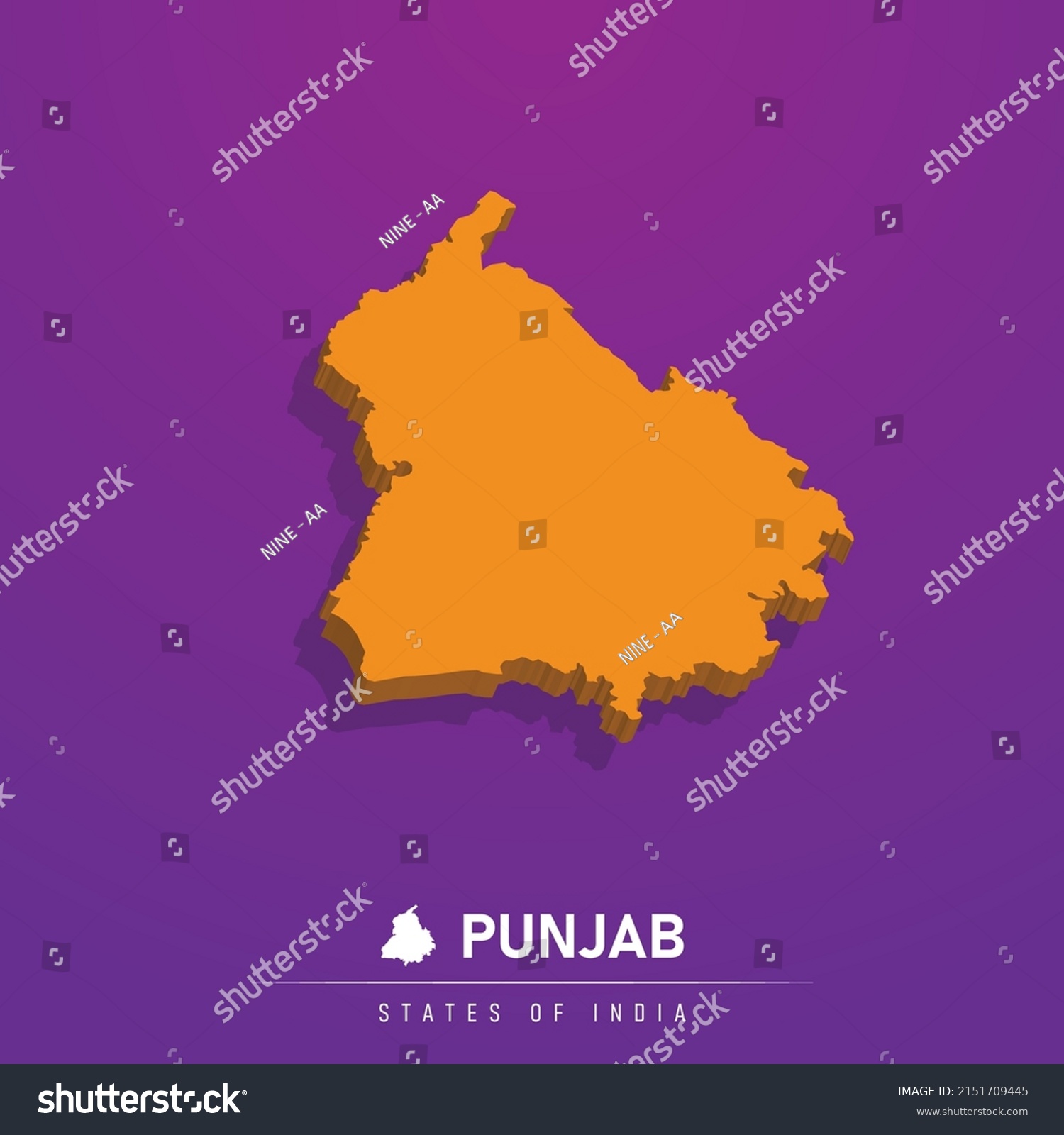 Punjab 3d Indian State Stock Vector (Royalty Free) 2151709445 ...