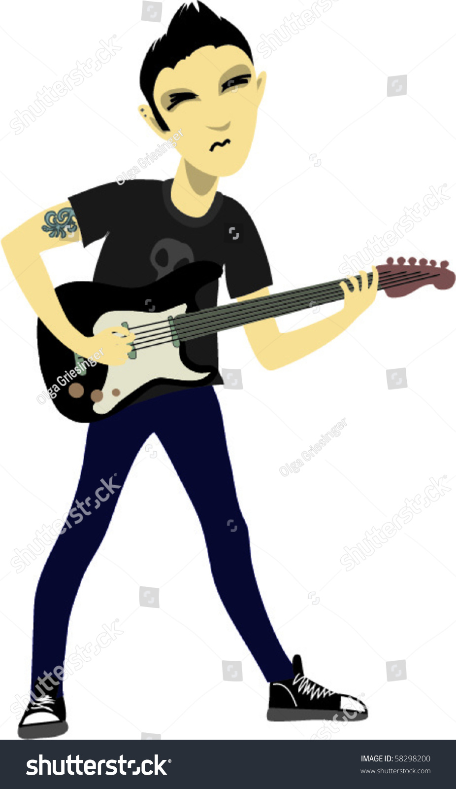 Punk Guitarist Stock Vector 58298200 - Shutterstock