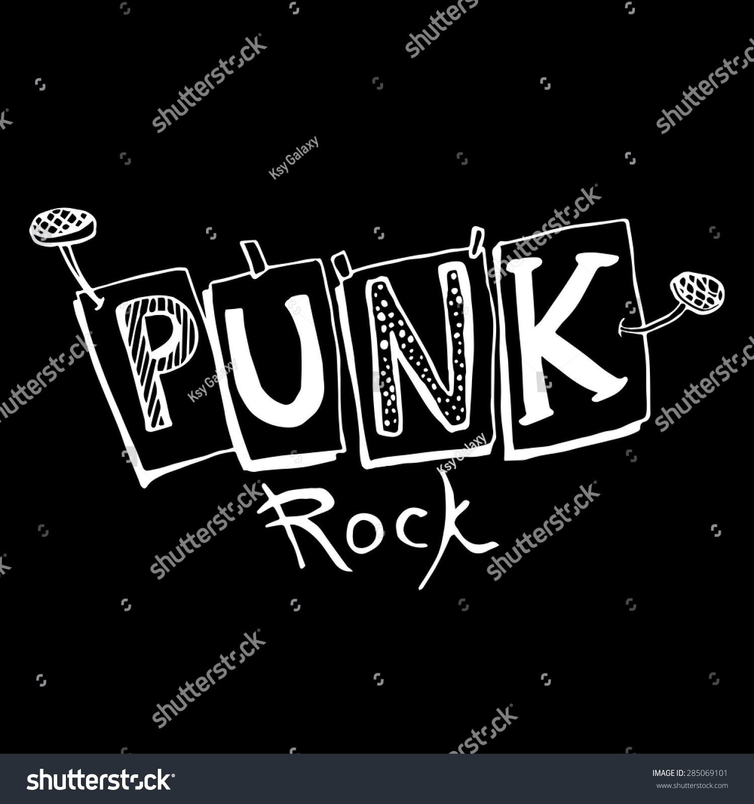 Punk Rock Logo.Graphics Inscription. Black And White .Vector ...